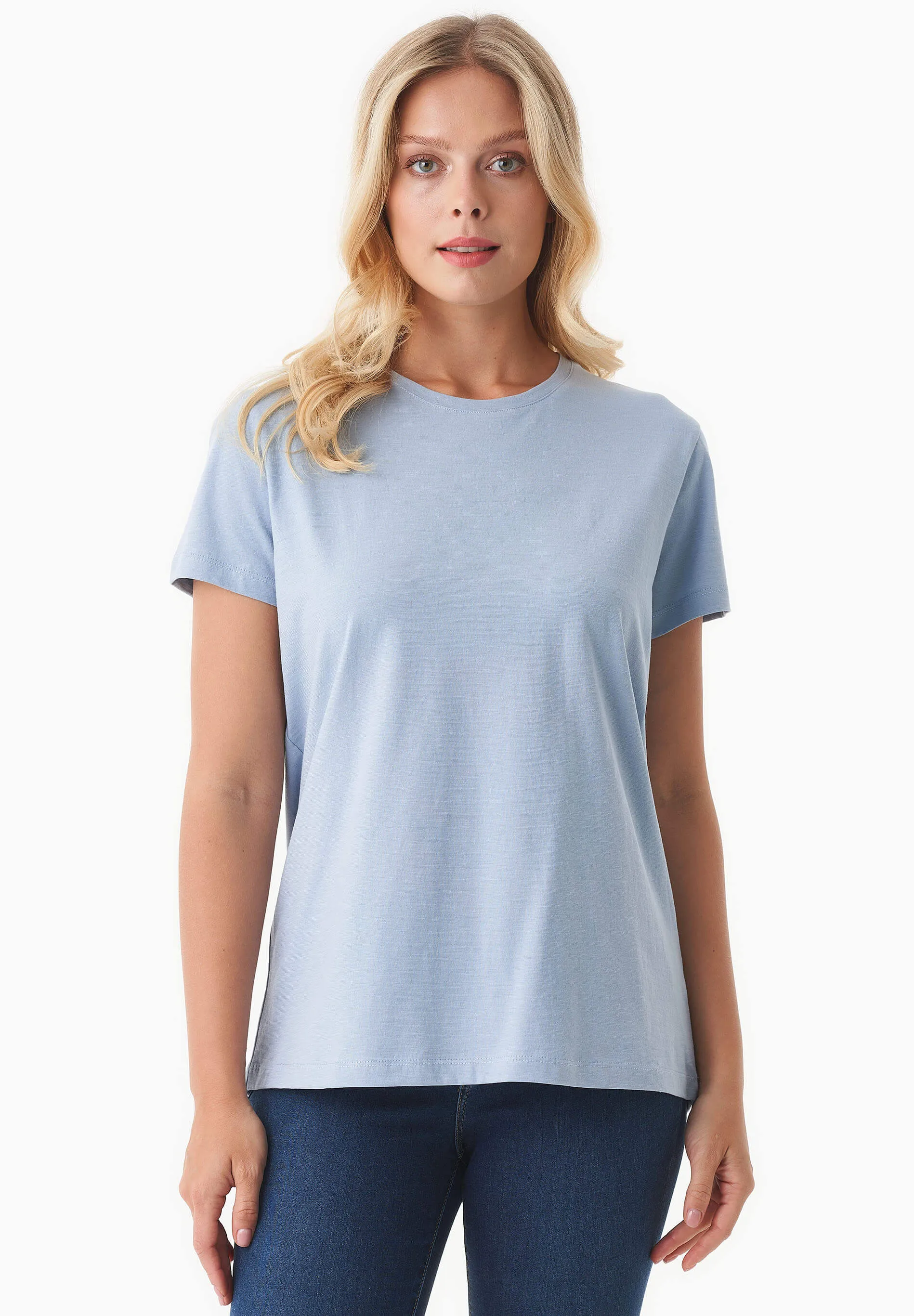 Women's Basic Round Neck T-Shirt Ice Blue sold by Ivalo.com product image thumbnail 3