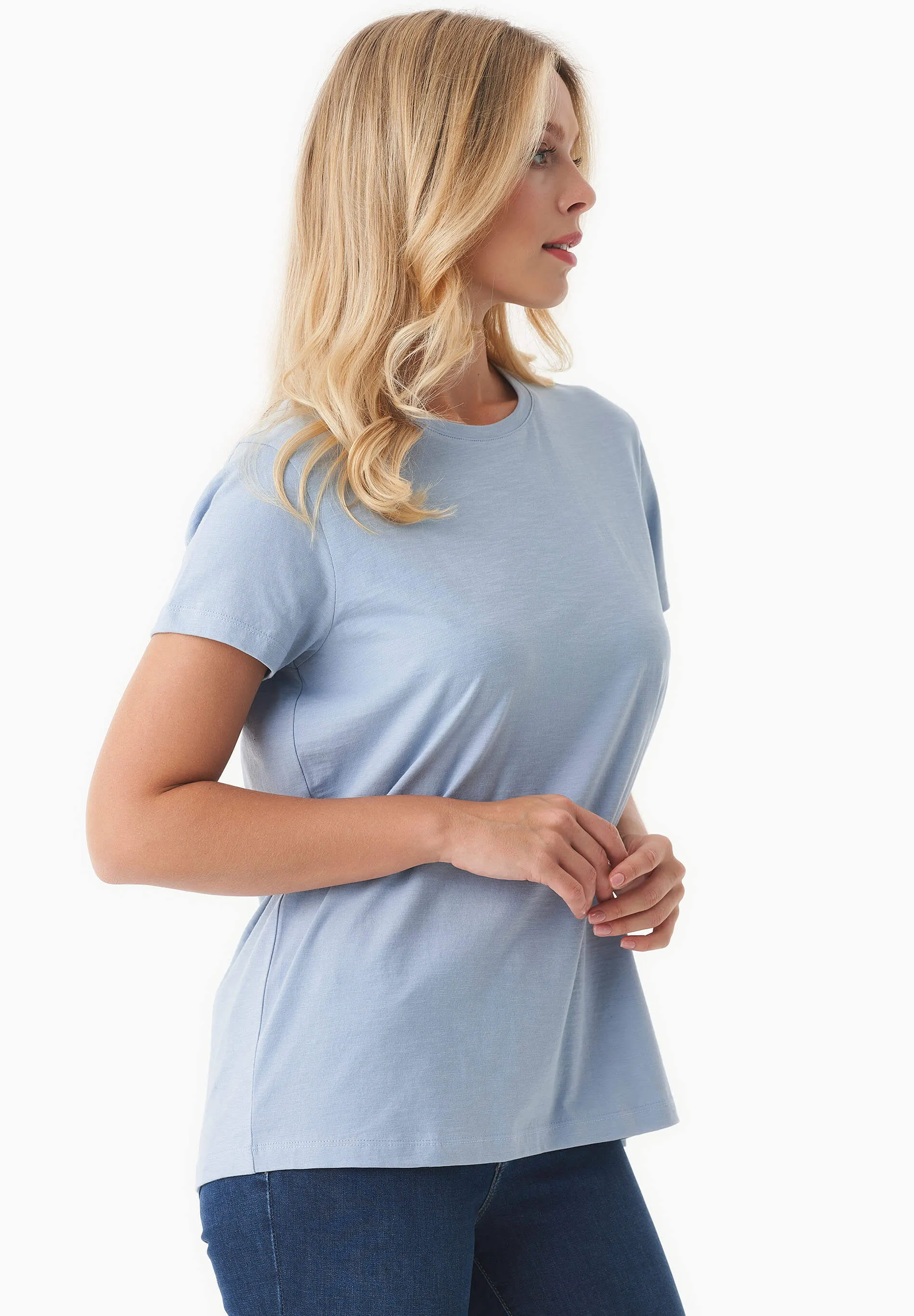 Women's Basic Round Neck T-Shirt Ice Blue sold by Ivalo.com product image thumbnail 5