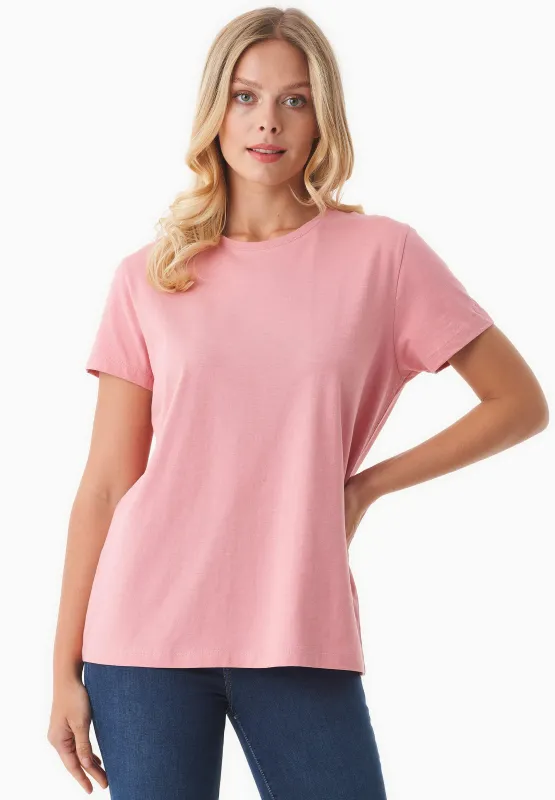 Women's Basic Round Neck T-Shirt Flamingo Pink sold by Ivalo.com