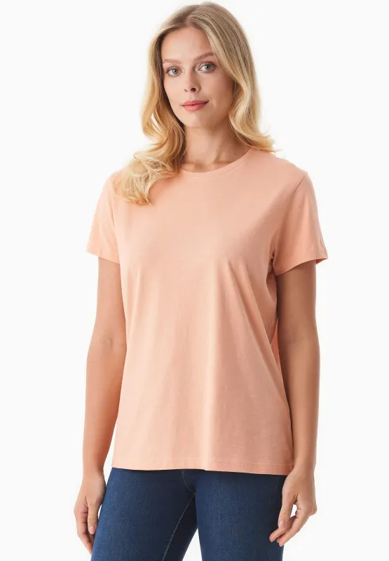 Women's Basic Round Neck T-Shirt Peach sold by Ivalo.com