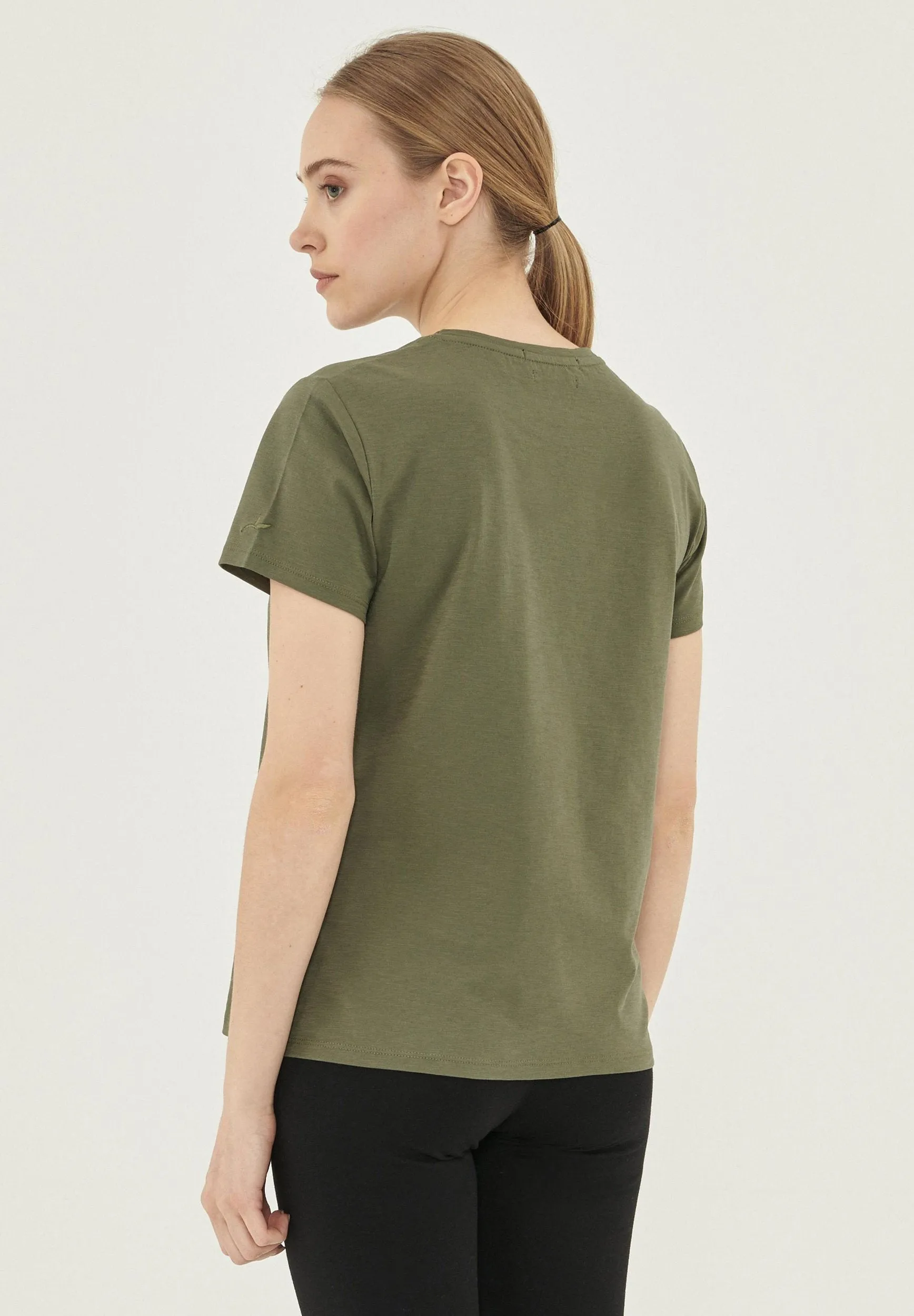Women's Basic Round Neck T-Shirt Khaki sold by Ivalo.com product image thumbnail 2