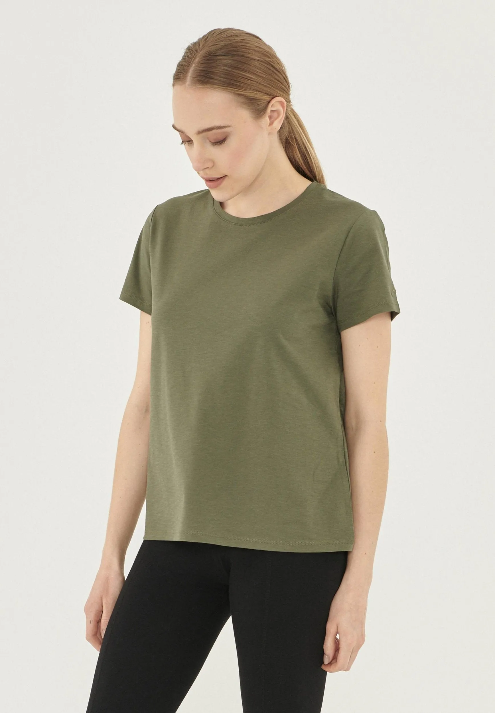 Women's Basic Round Neck T-Shirt Khaki sold by Ivalo.com product image thumbnail 4
