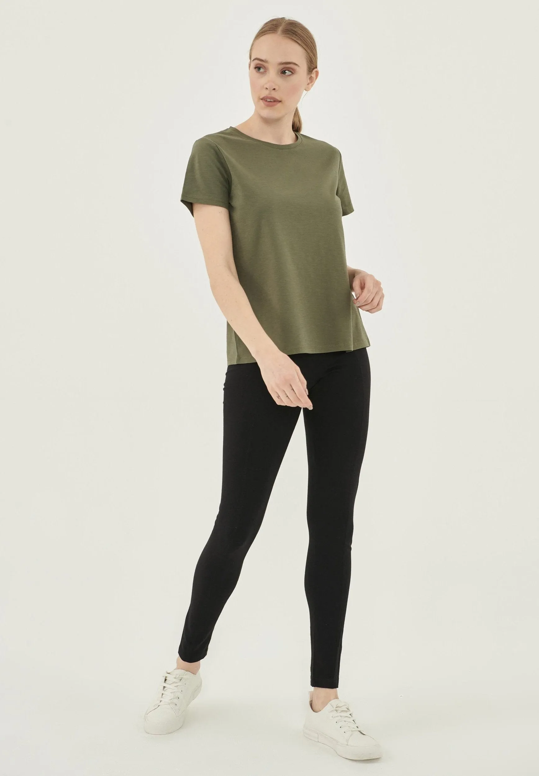 Women's Basic Round Neck T-Shirt Khaki sold by Ivalo.com product image thumbnail 3