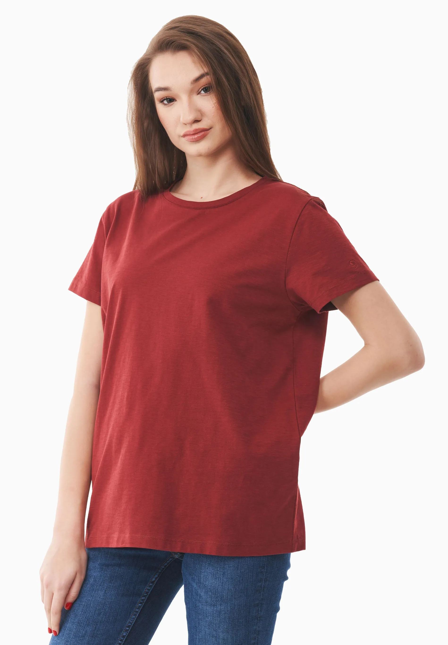 Women's Basic Round Neck T-Shirt Merlot sold by Ivalo.com