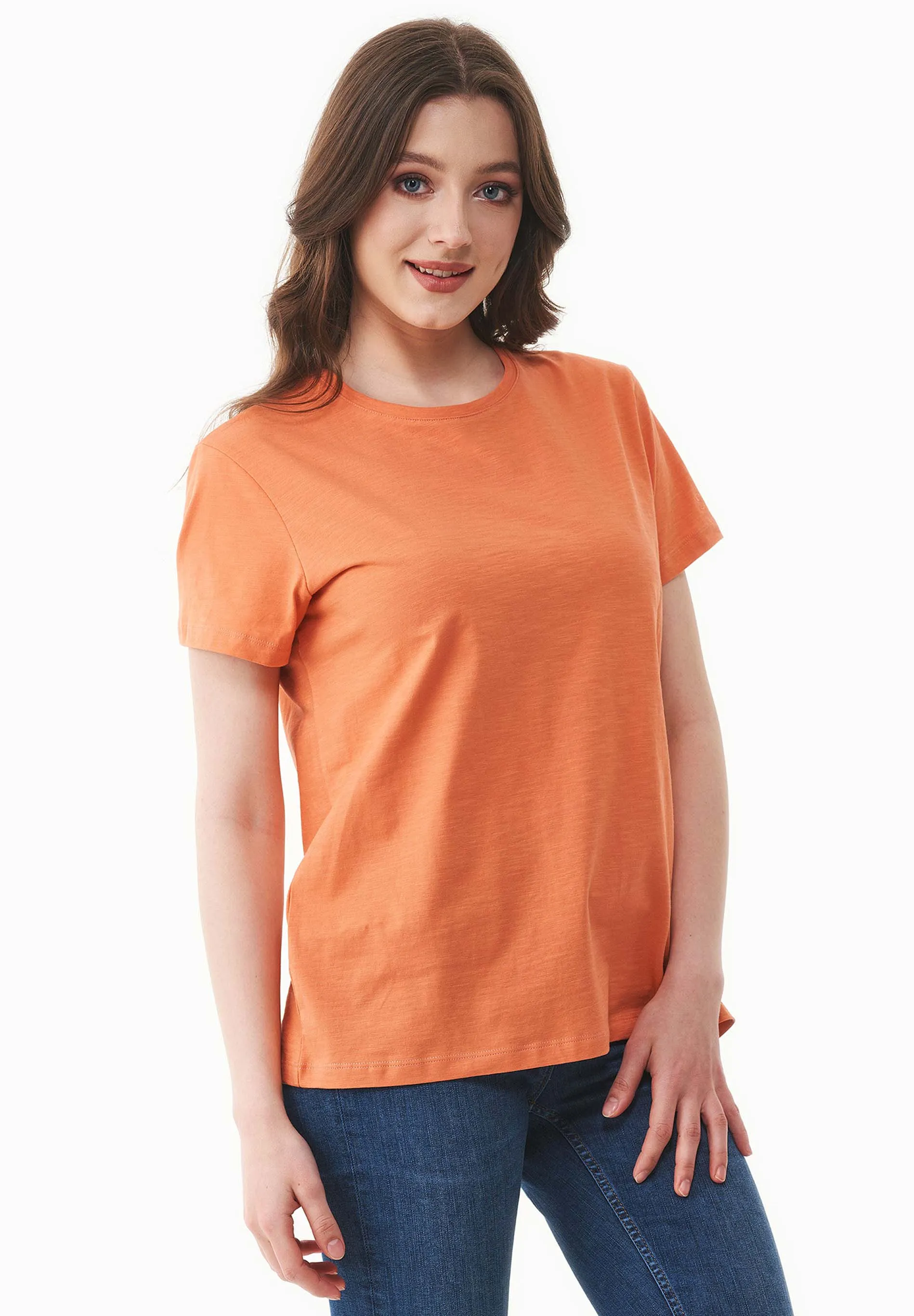 Women's Basic Round Neck T-Shirt Dusty Orange sold by Ivalo.com product image thumbnail 4