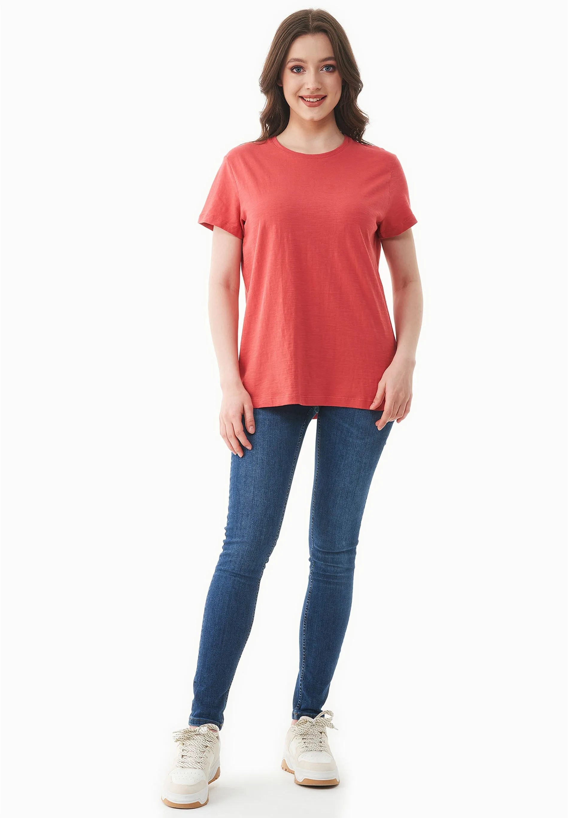 Women's Basic Round Neck T-Shirt Radiant Red sold by Ivalo.com product image thumbnail 5