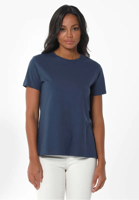 Women's Basic Round Neck T-Shirt Navy sold by Ivalo.com