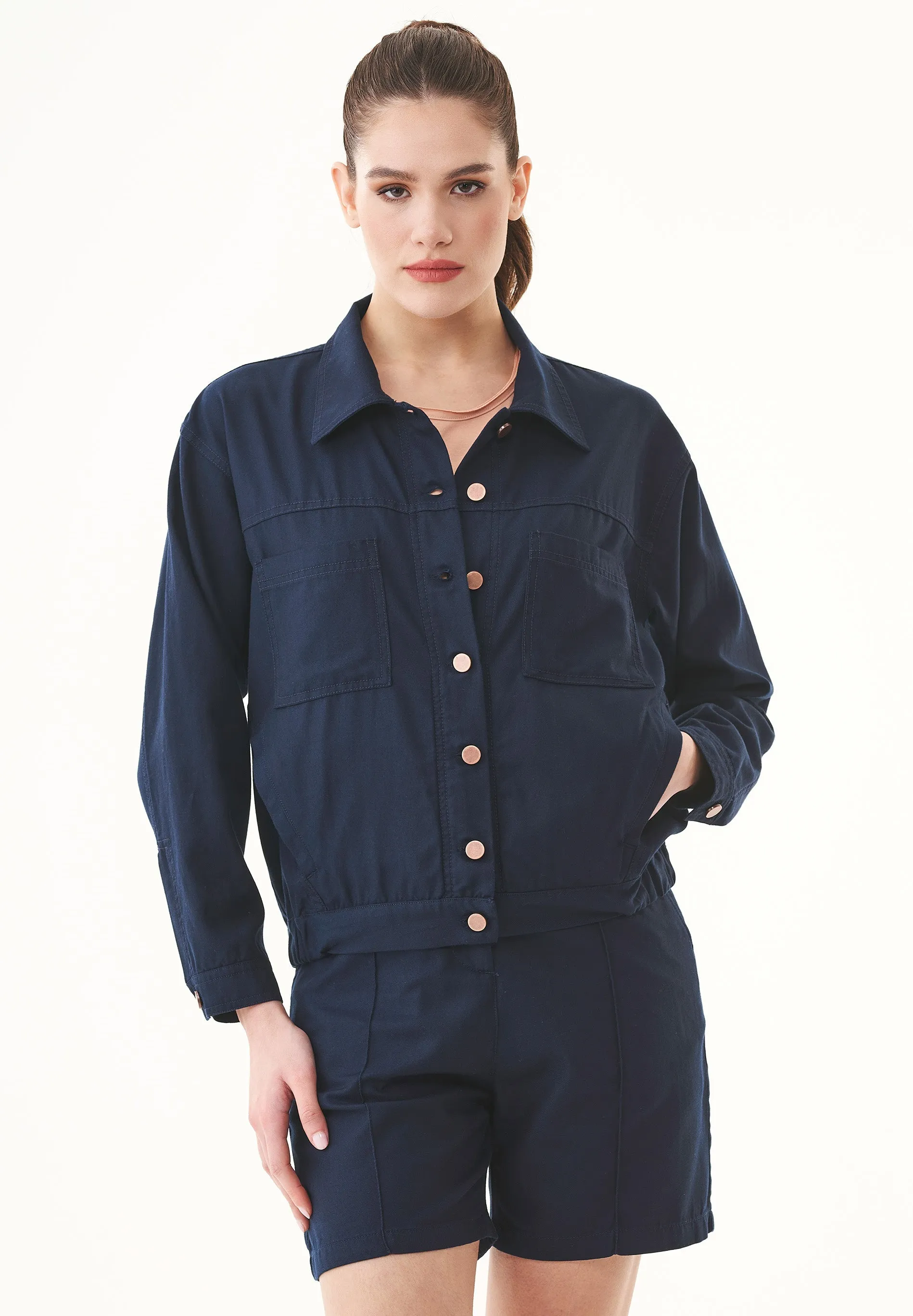 Women's Gabardine Shirt Jacket Navy sold by Ivalo.com product image thumbnail 3