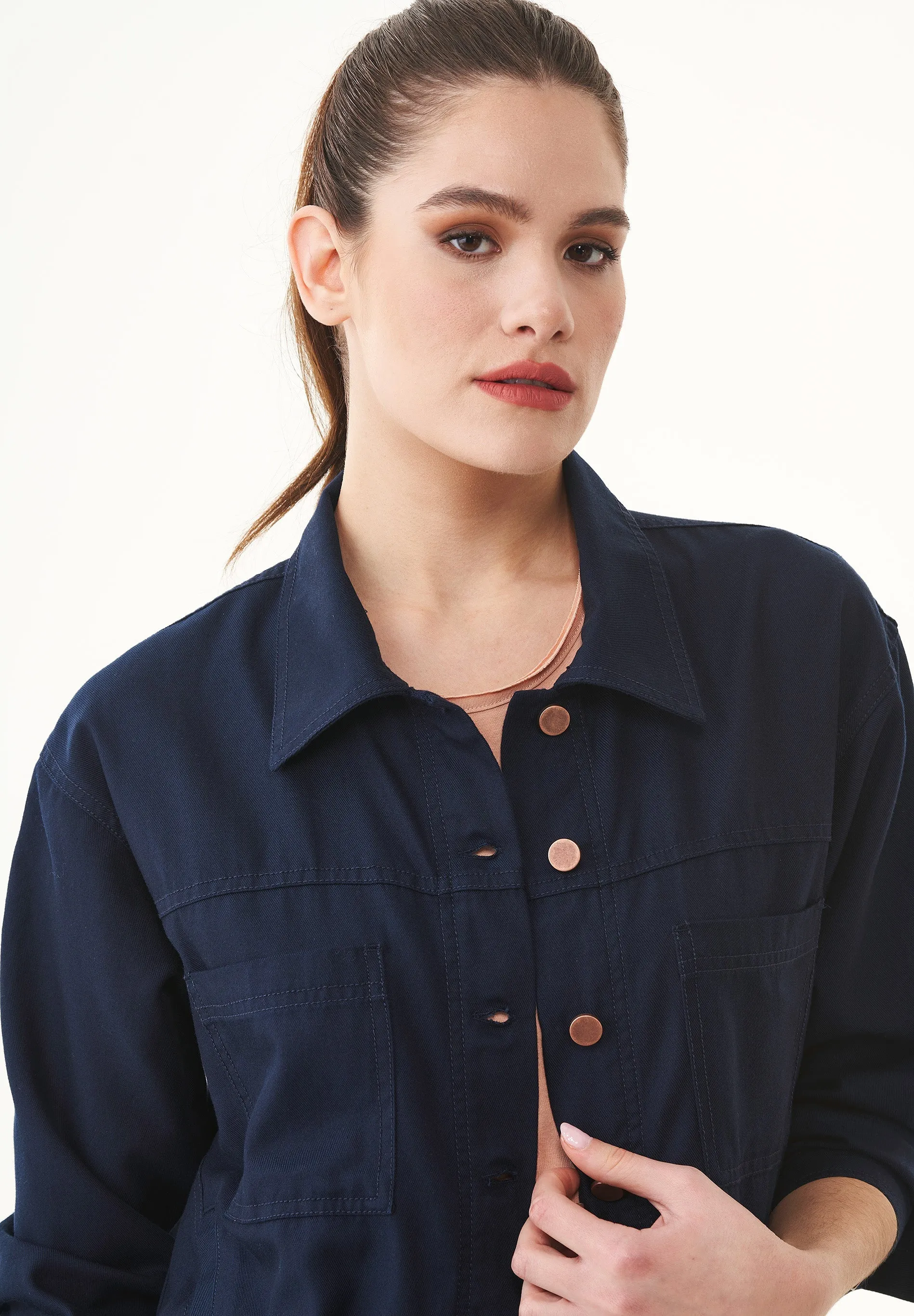 Women's Gabardine Shirt Jacket Navy sold by Ivalo.com product image thumbnail 5