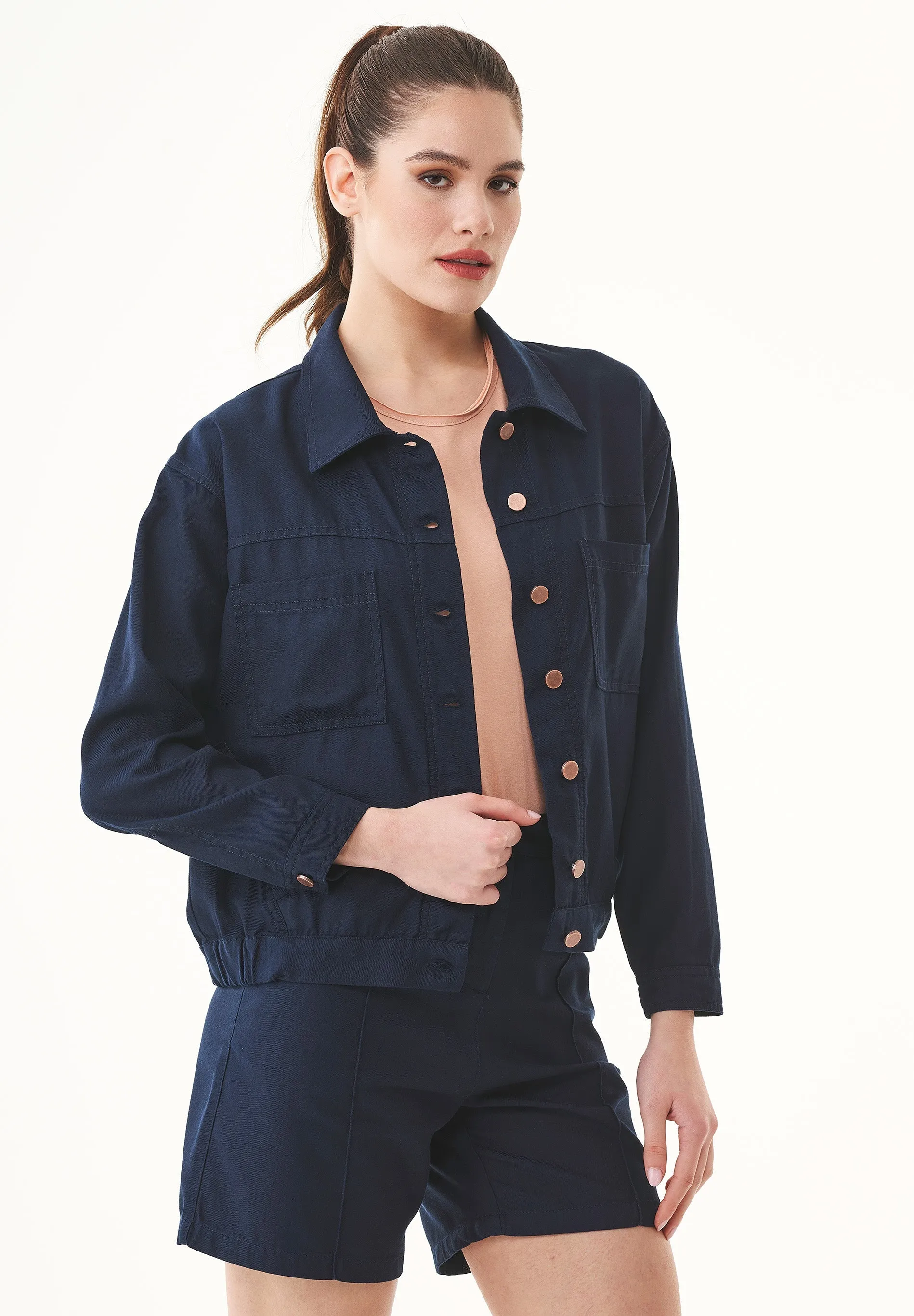 Women's Gabardine Shirt Jacket Navy sold by Ivalo.com