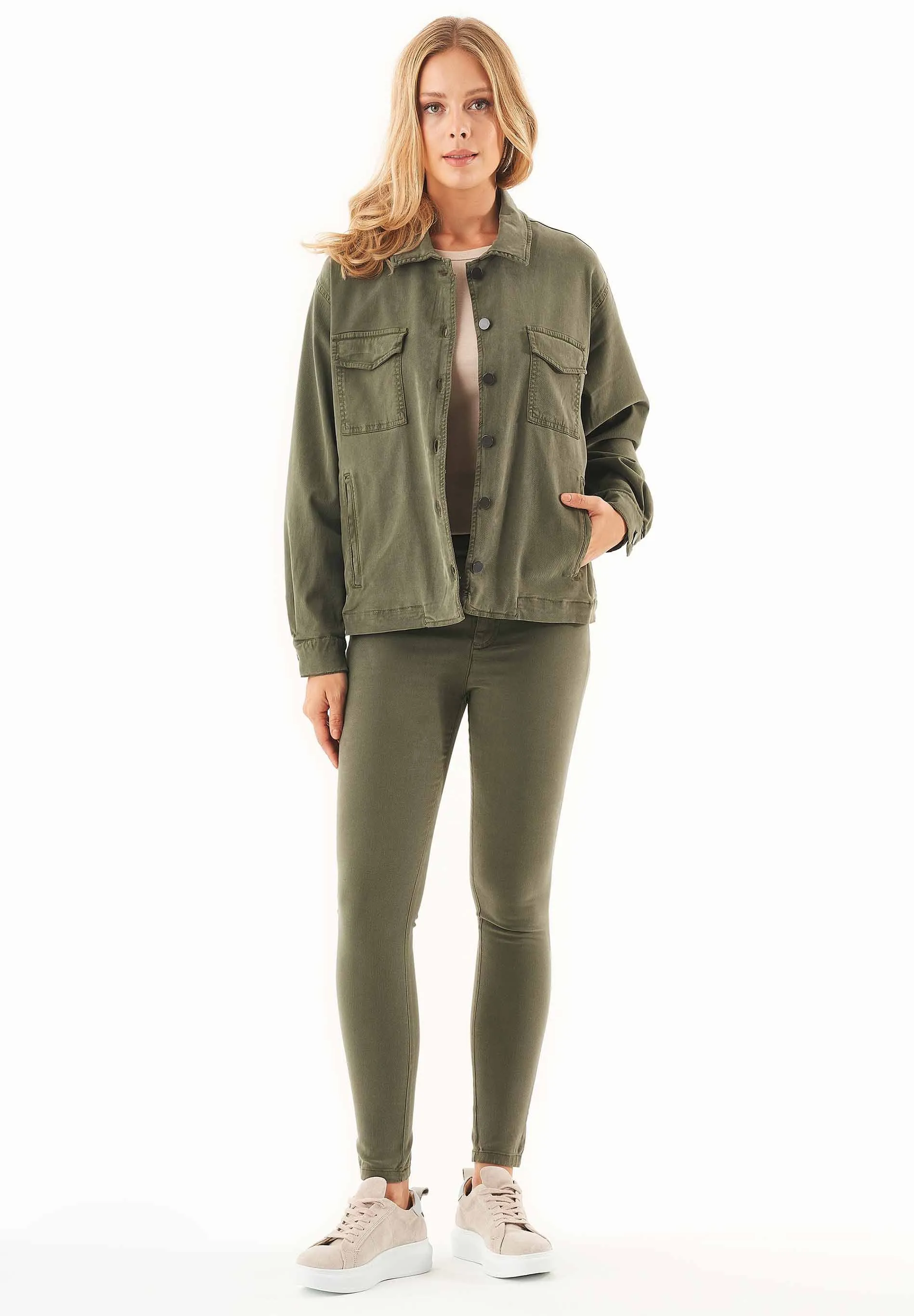 Women's Oversized Shirt Jacket Military Olive sold by Ivalo.com product image thumbnail 3