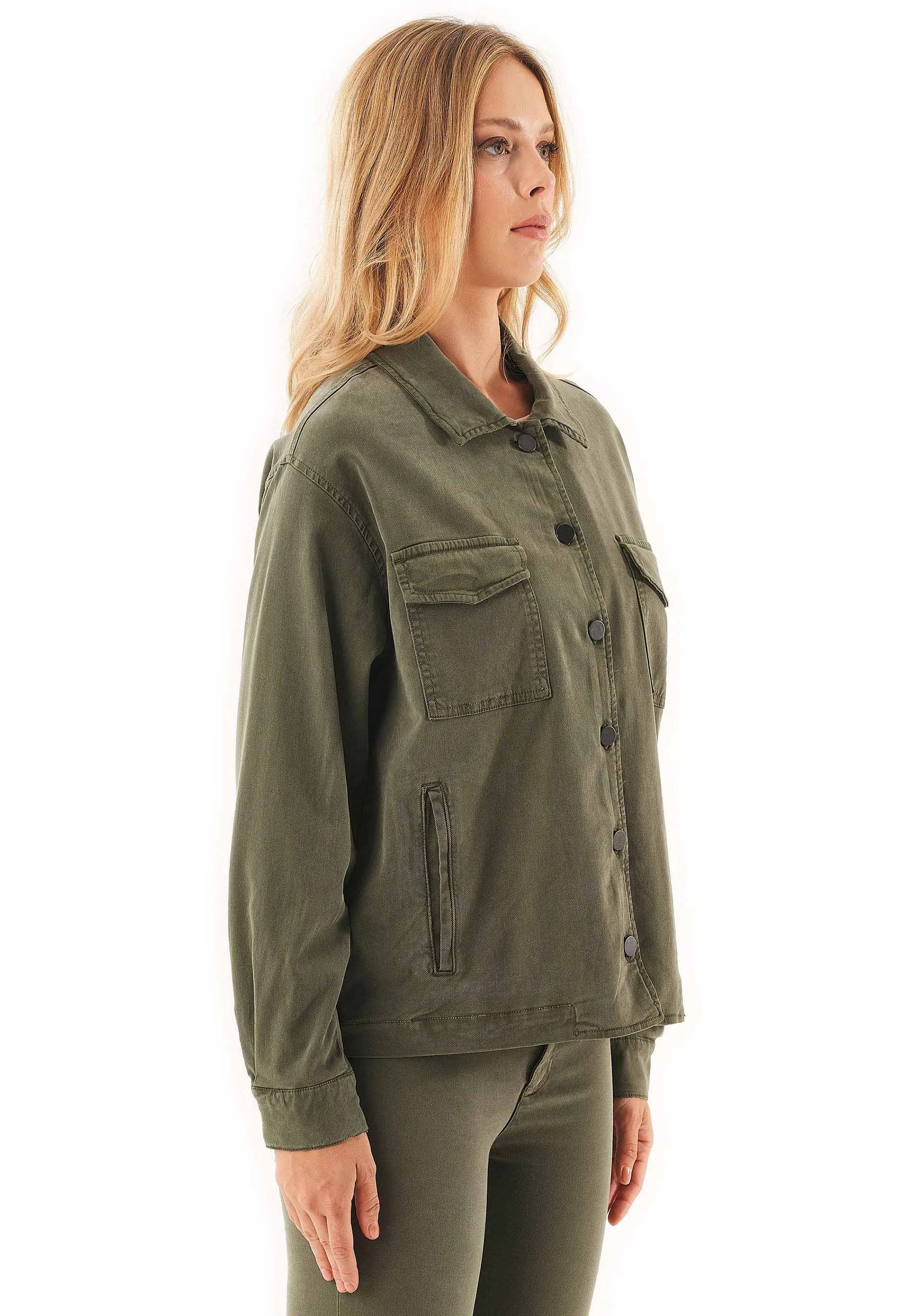 Women's Oversized Shirt Jacket Military Olive sold by Ivalo.com product image thumbnail 4