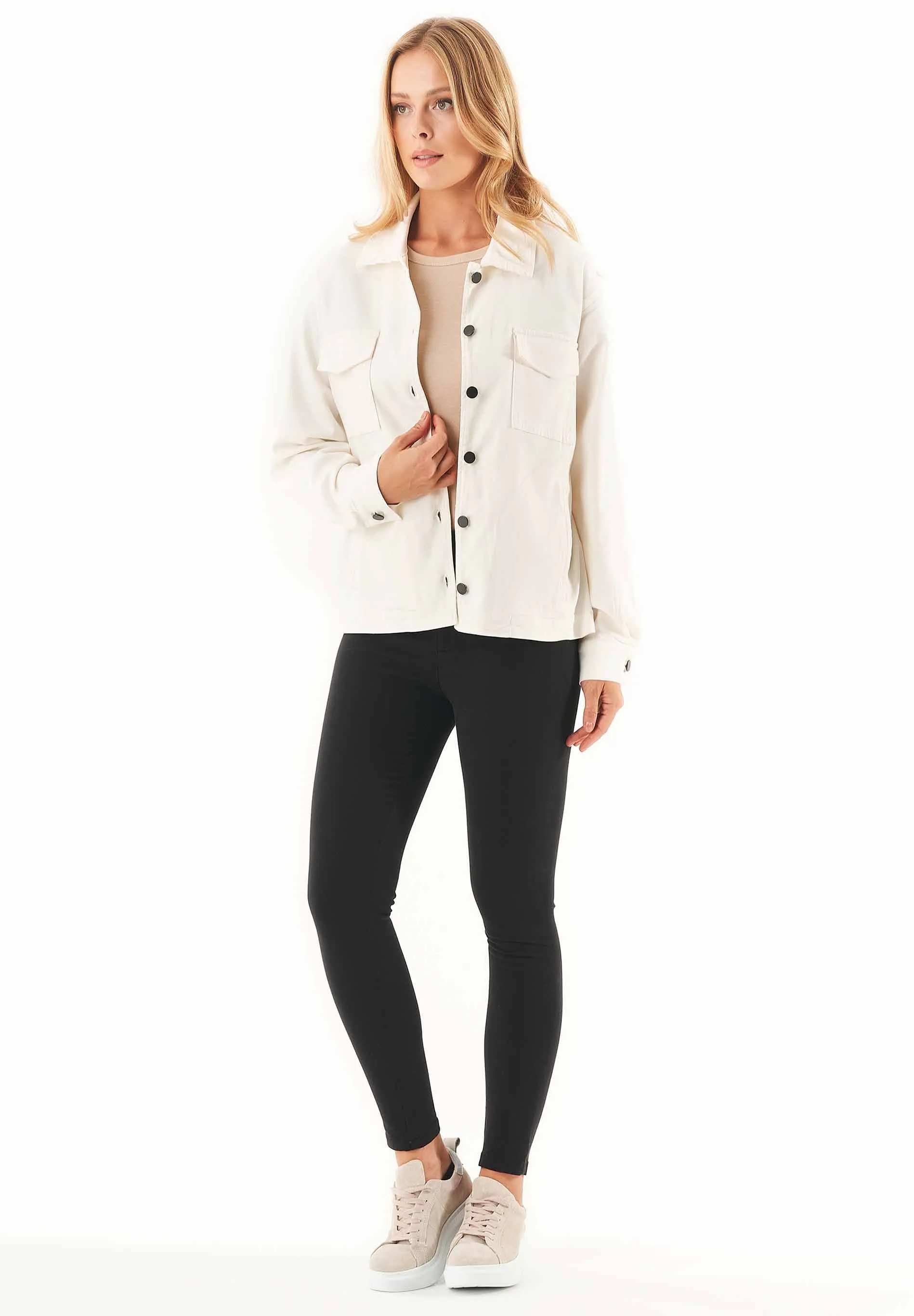 Women's Oversized Shirt Jacket Off White sold by Ivalo.com product image thumbnail 3