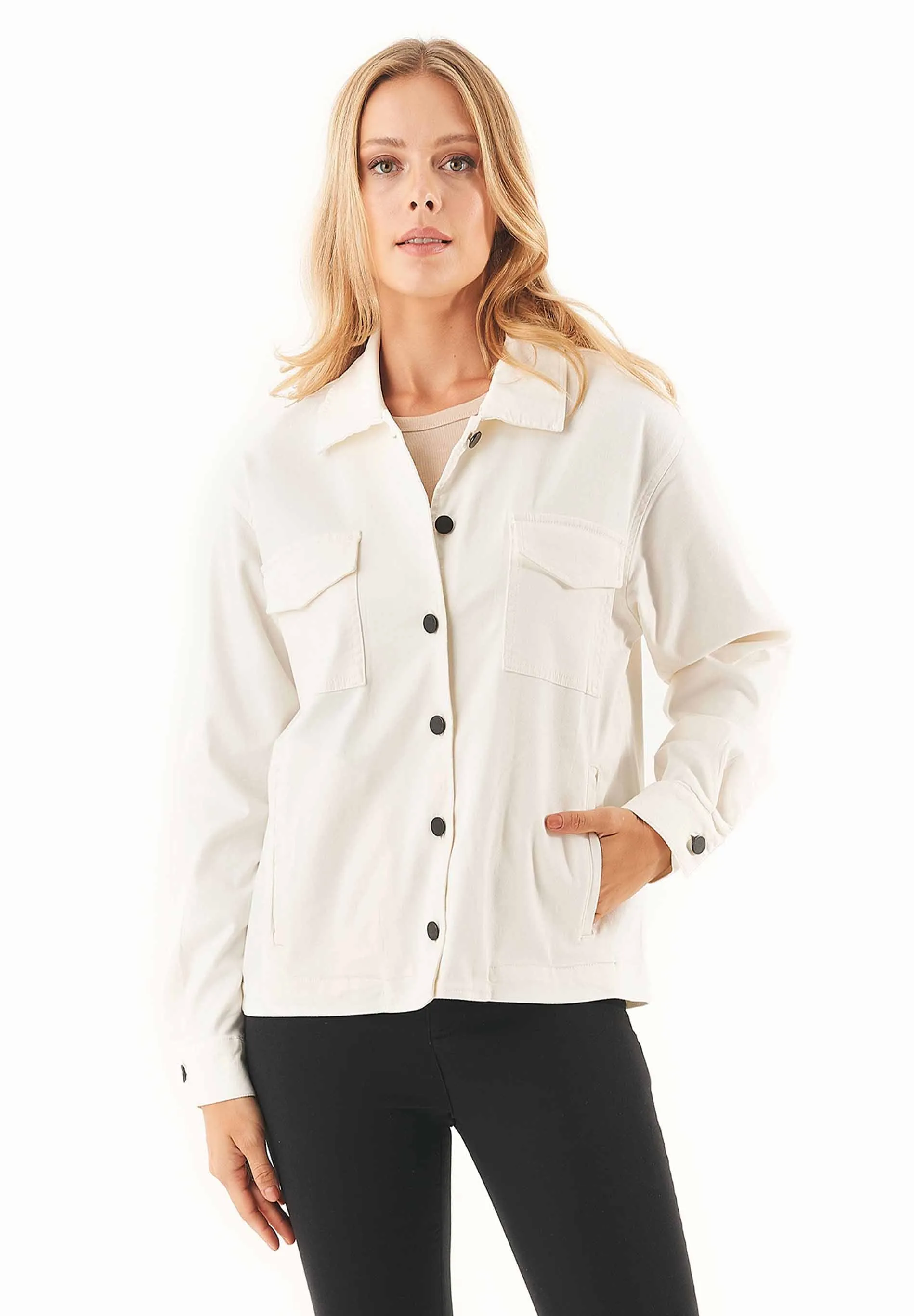 Women's Oversized Shirt Jacket Off White sold by Ivalo.com