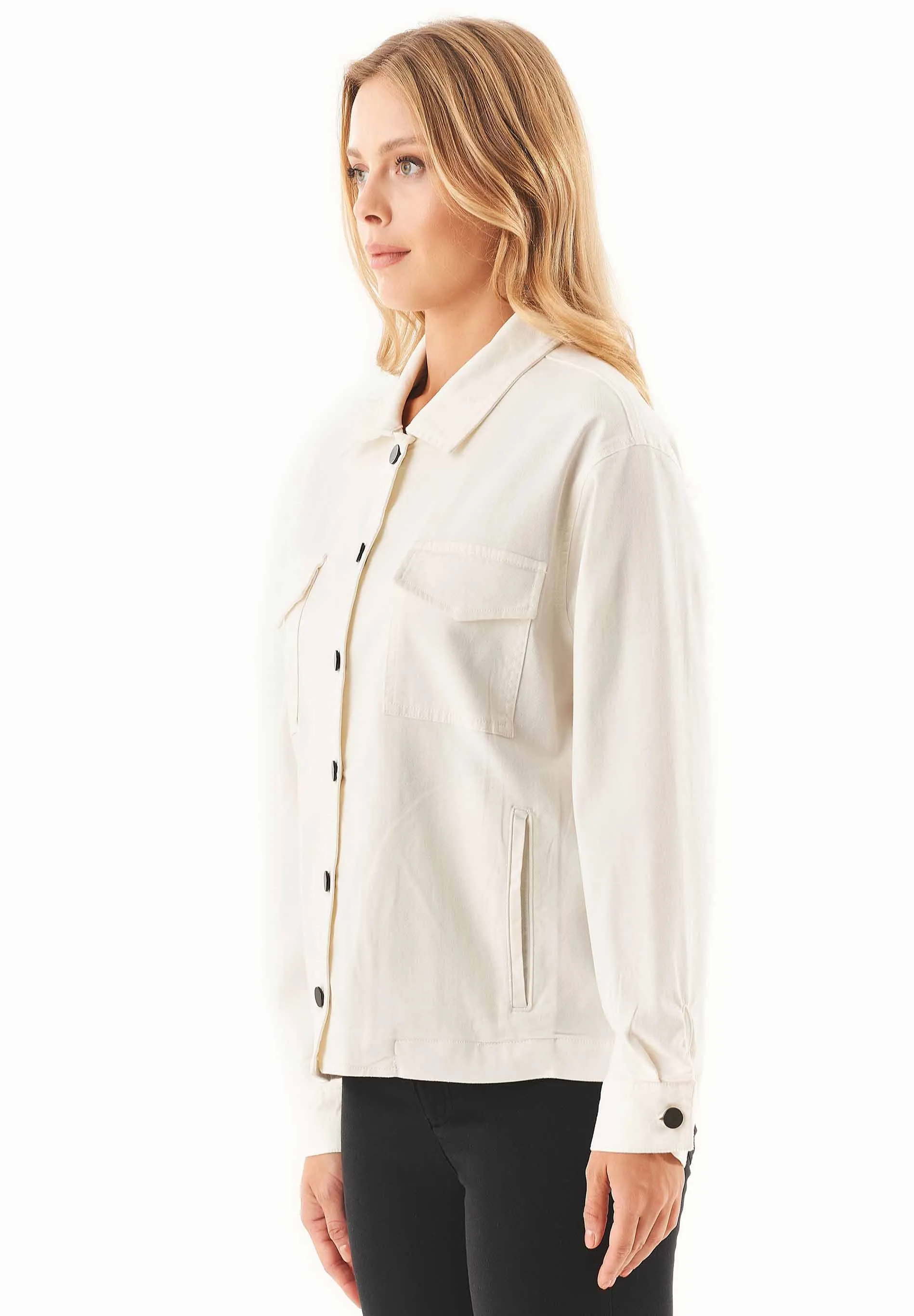 Women's Oversized Shirt Jacket Off White sold by Ivalo.com product image thumbnail 4