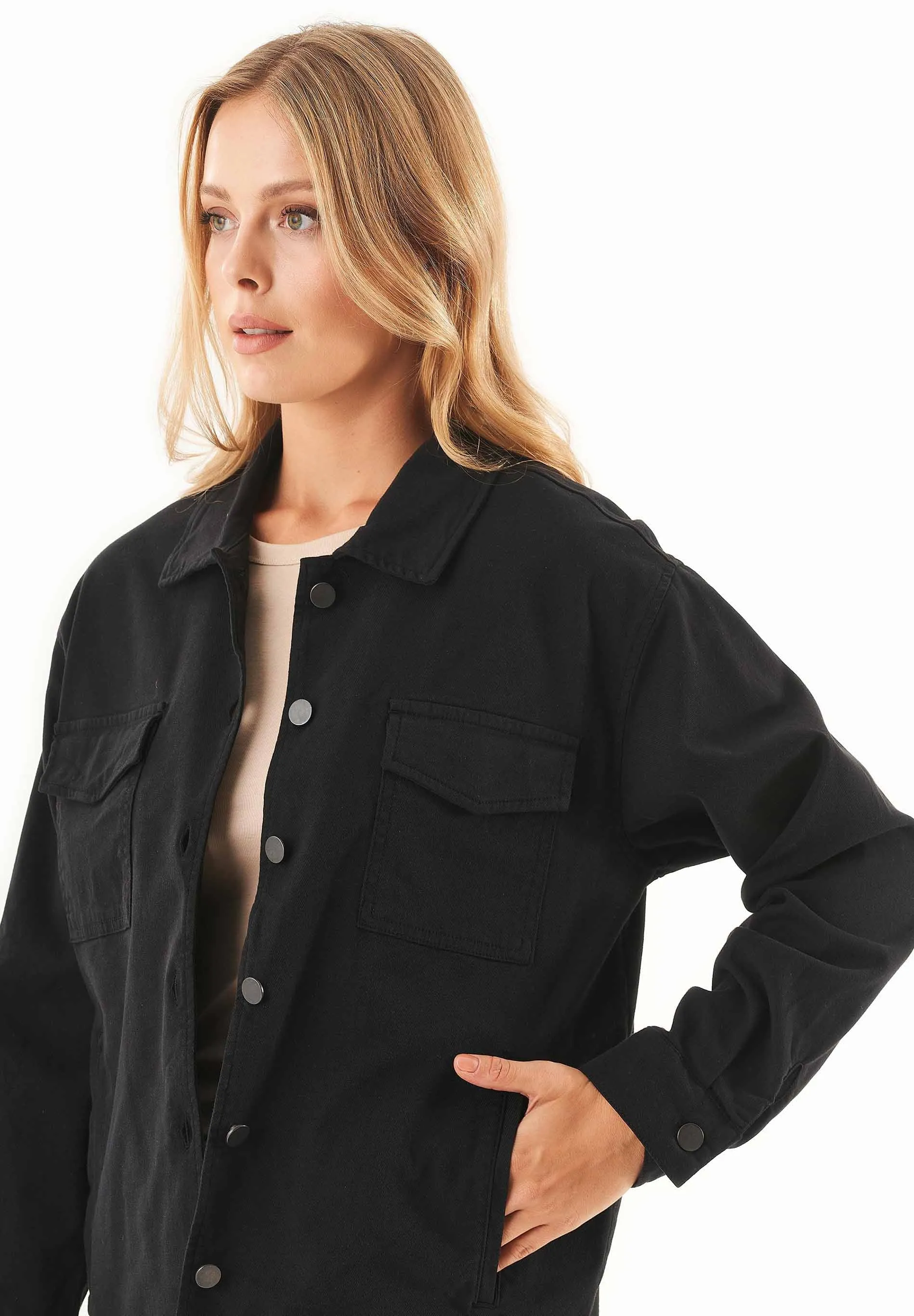 Women's Oversized Shirt Jacket Black sold by Ivalo.com product image thumbnail 5