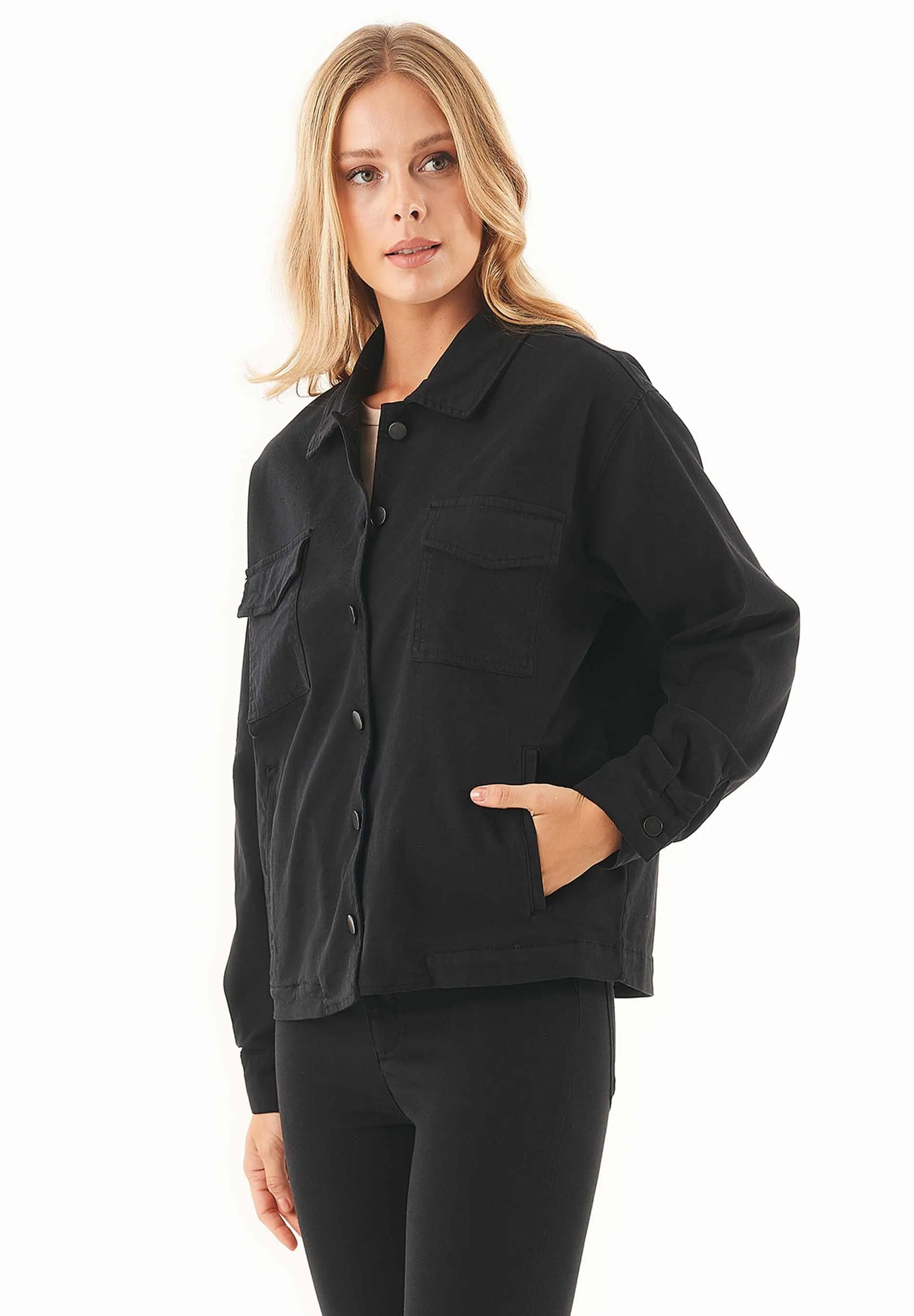 Women's Oversized Shirt Jacket Black sold by Ivalo.com product image thumbnail 4