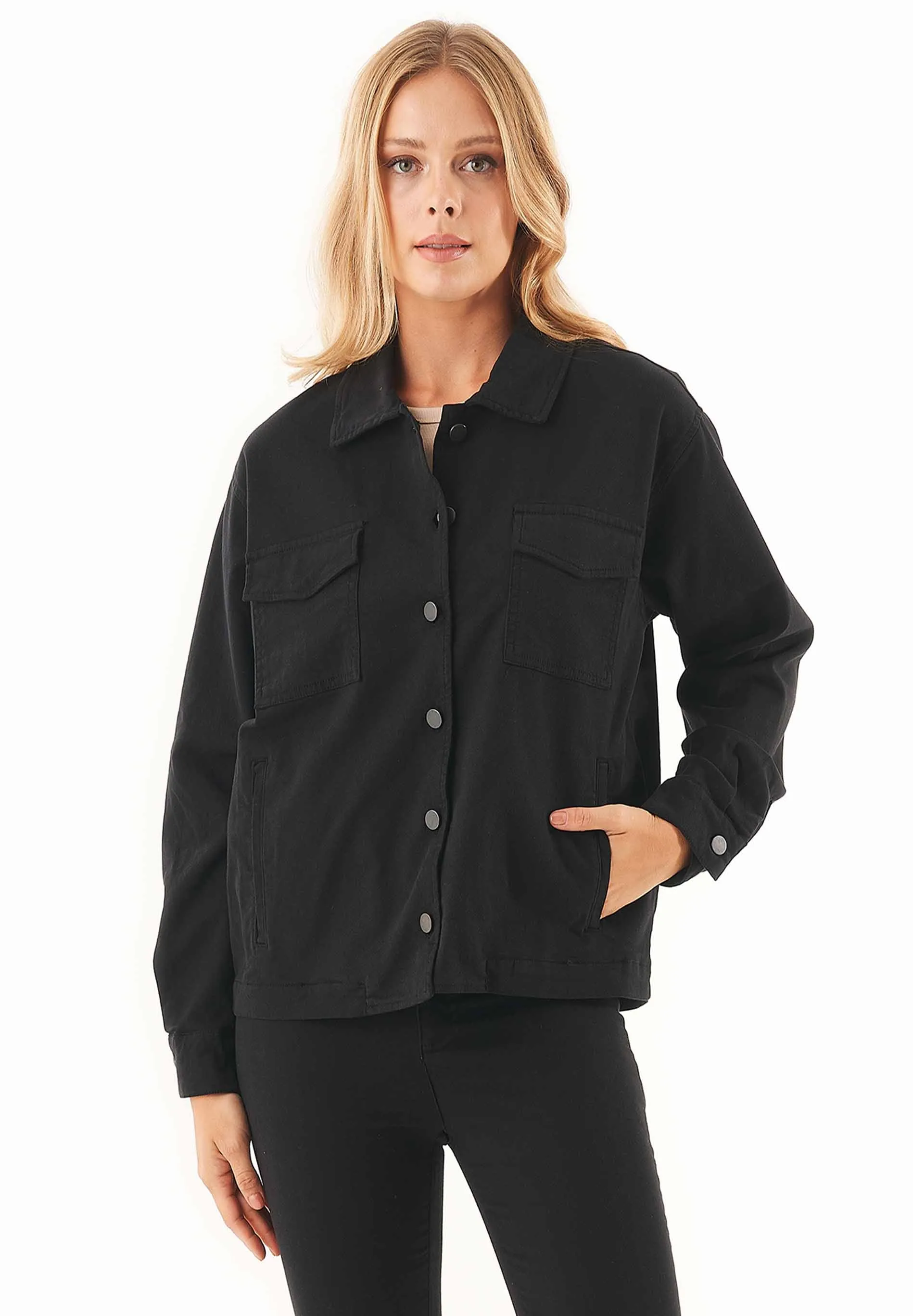 Women's Oversized Shirt Jacket Black sold by Ivalo.com