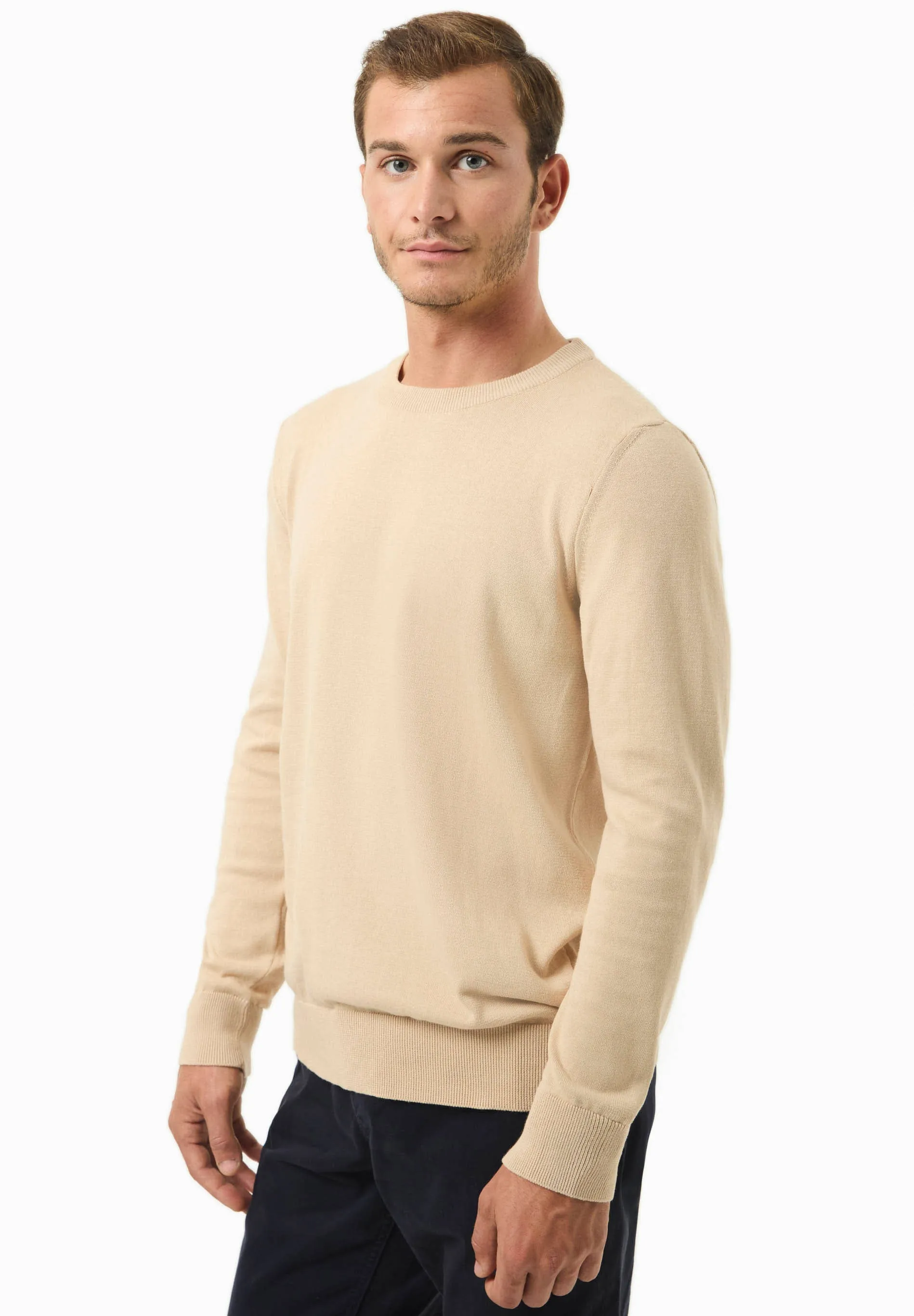 Men's Round Neck Organic Cotton Sweater Beige sold by Ivalo.com product image thumbnail 4