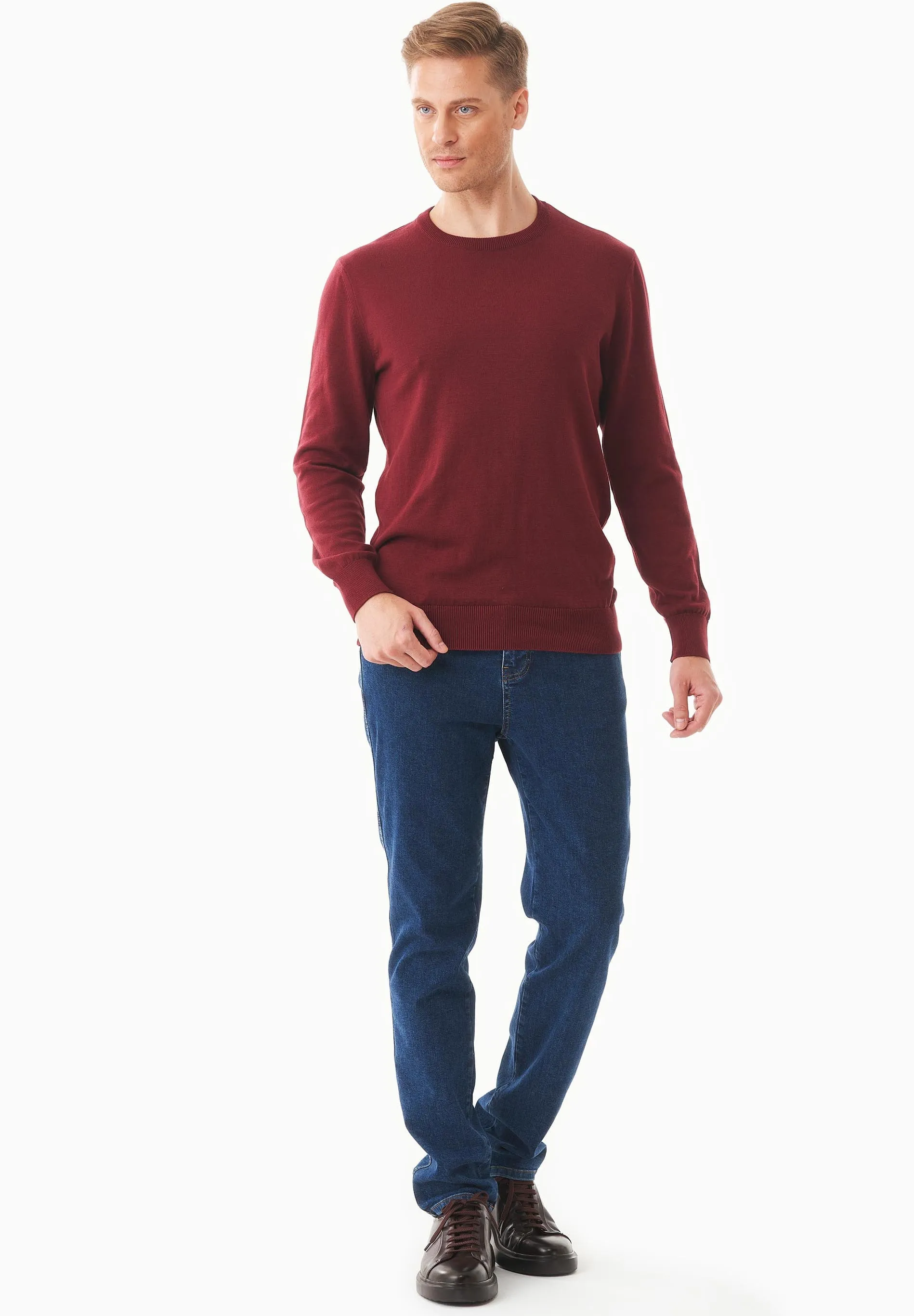 Men's Round Neck Organic Cotton Sweater Syrah Red sold by Ivalo.com product image thumbnail 3