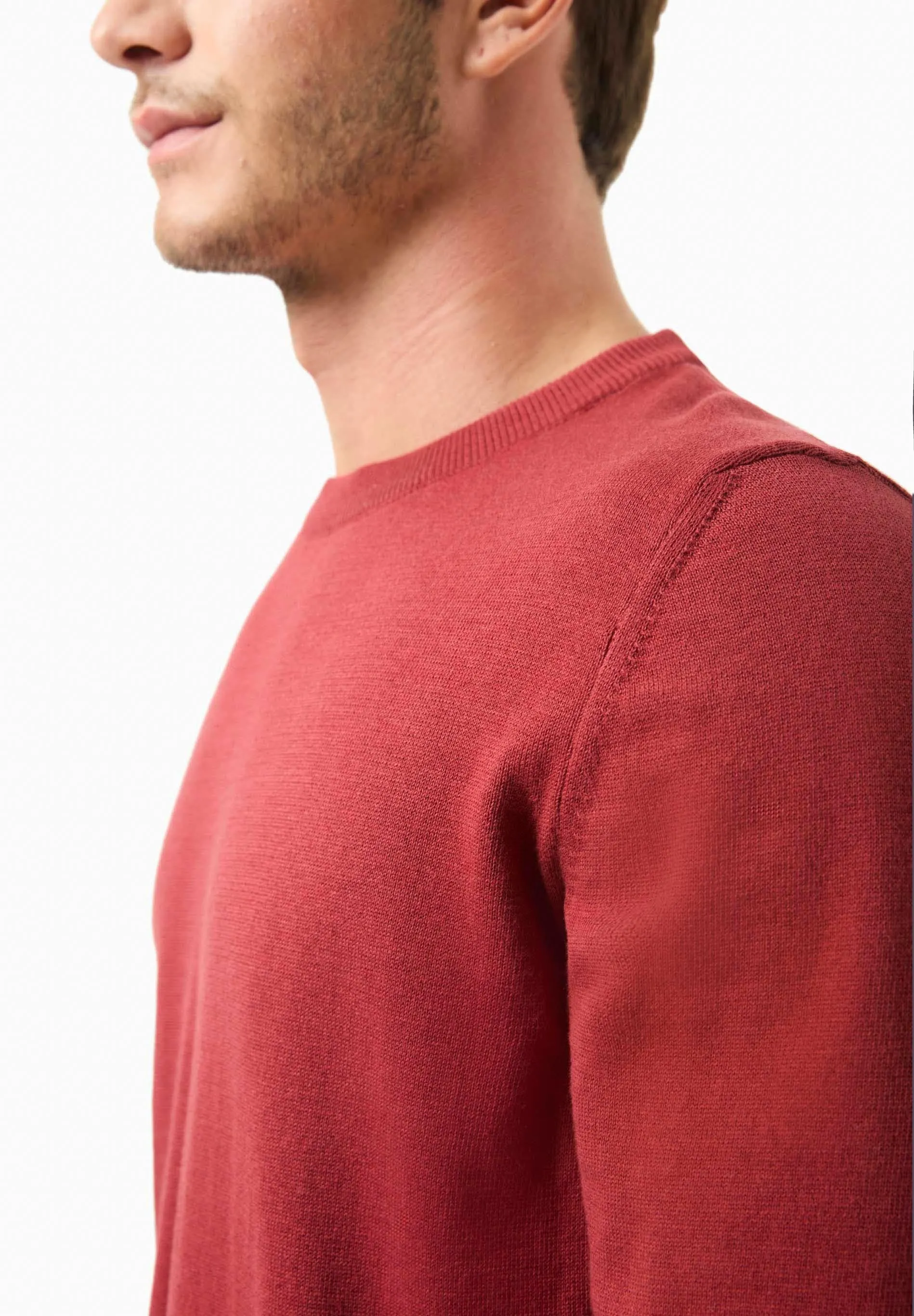 Men's Round Neck Organic Cotton Sweater Merlot sold by Ivalo.com product image thumbnail 5