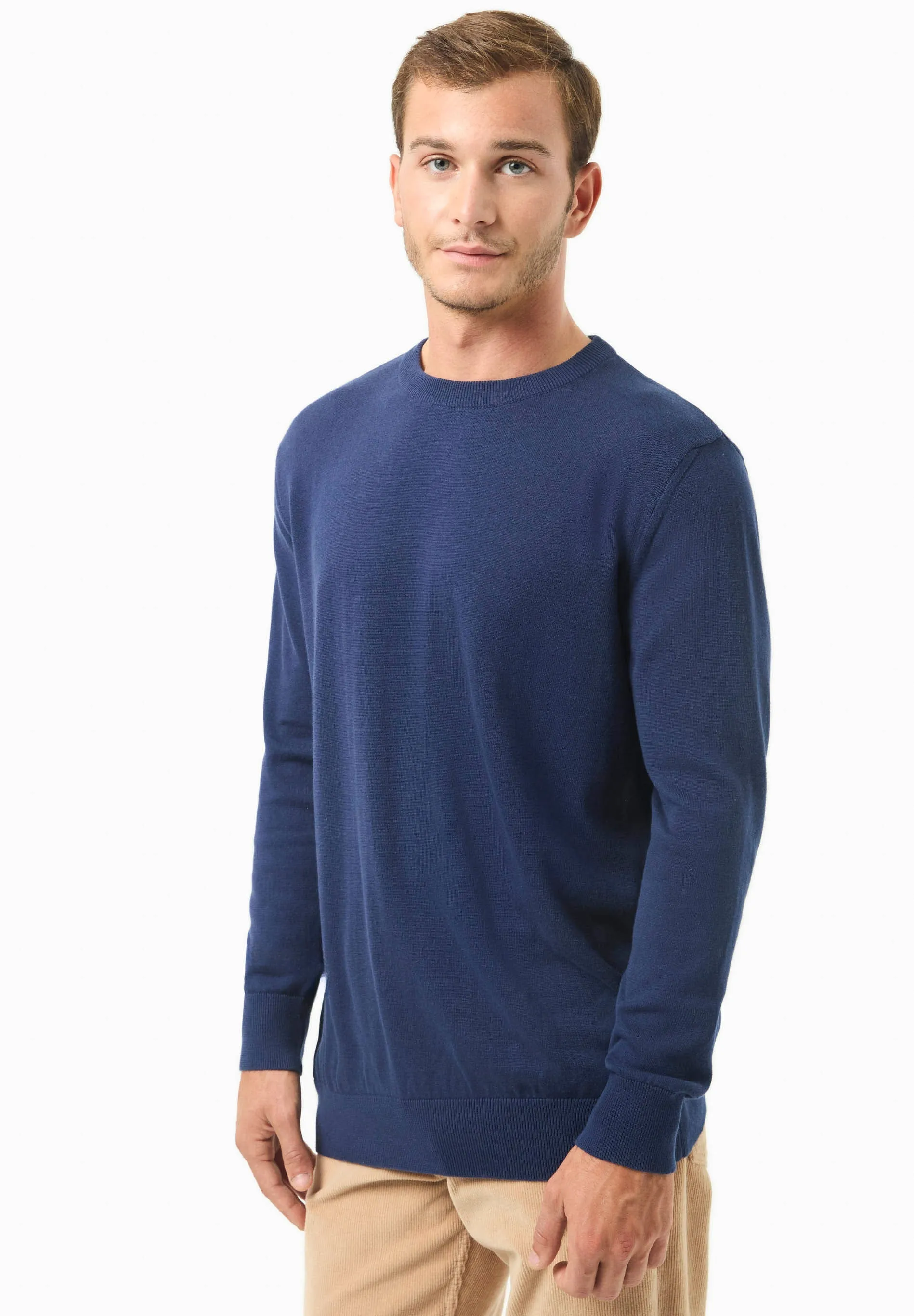 Men's Round Neck Organic Cotton Sweater Navy sold by Ivalo.com product image thumbnail 4