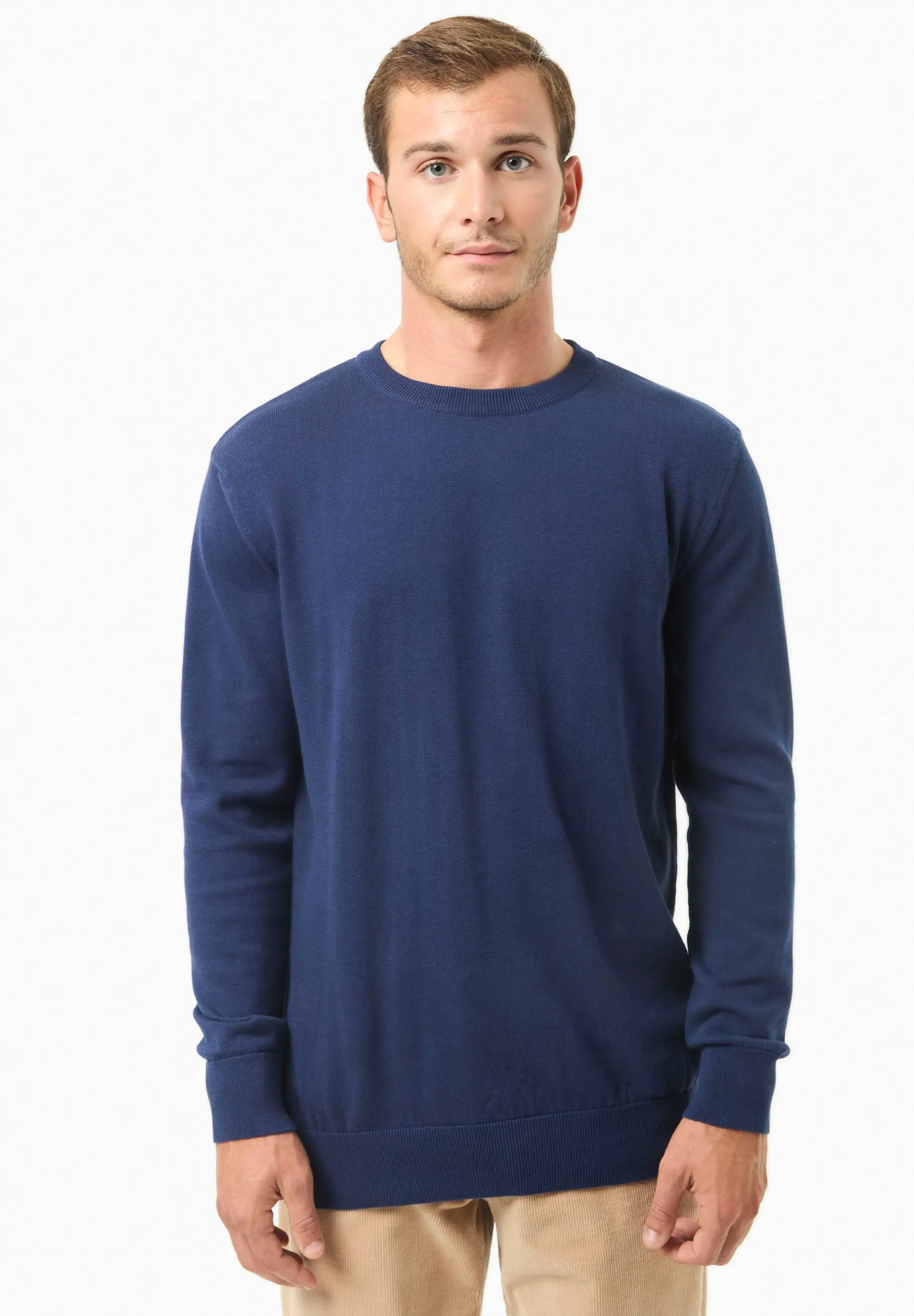 Men's Round Neck Organic Cotton Sweater Navy sold by Ivalo.com
