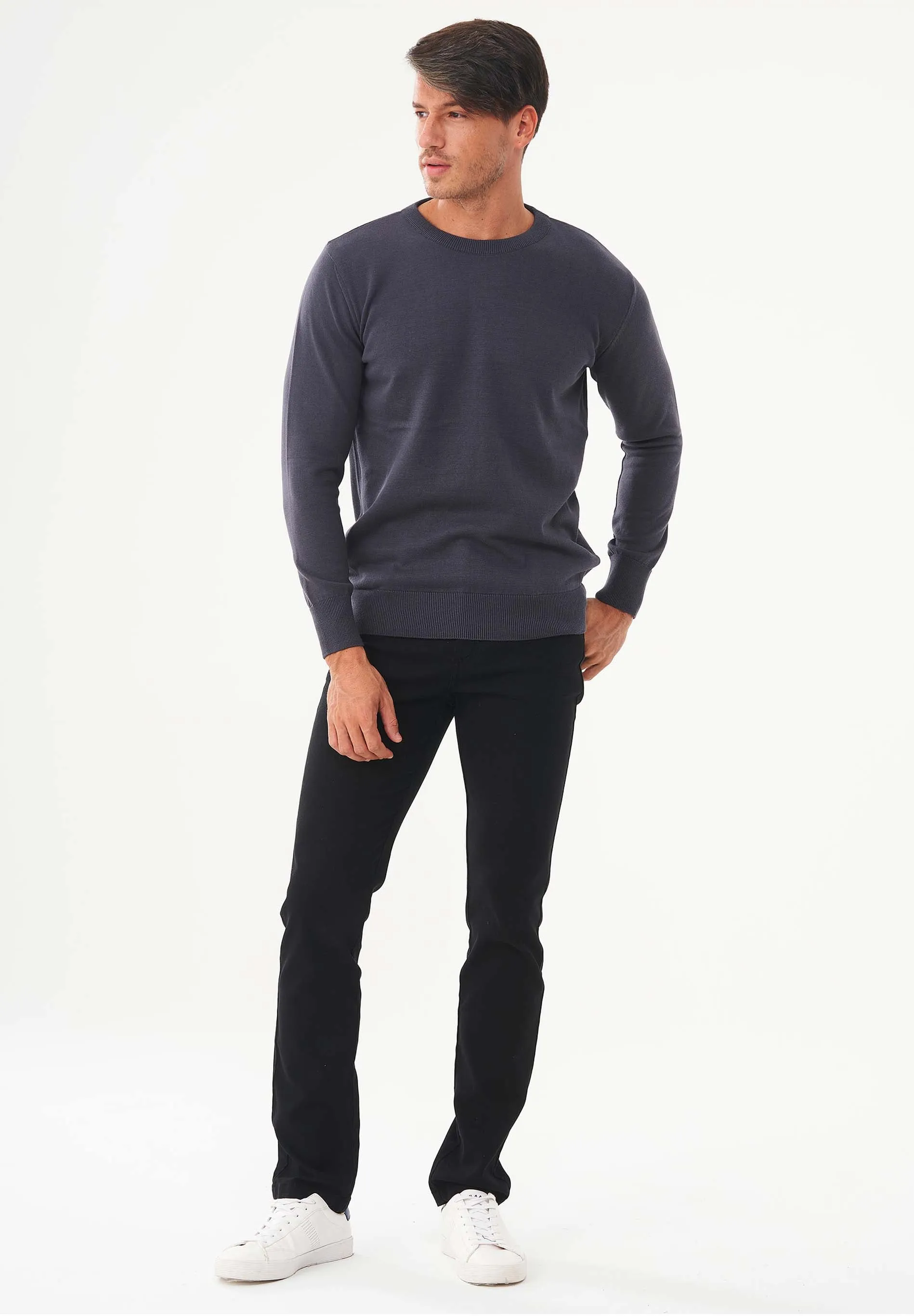 Men's Round Neck Organic Cotton Sweater Asphalt sold by Ivalo.com product image thumbnail 3