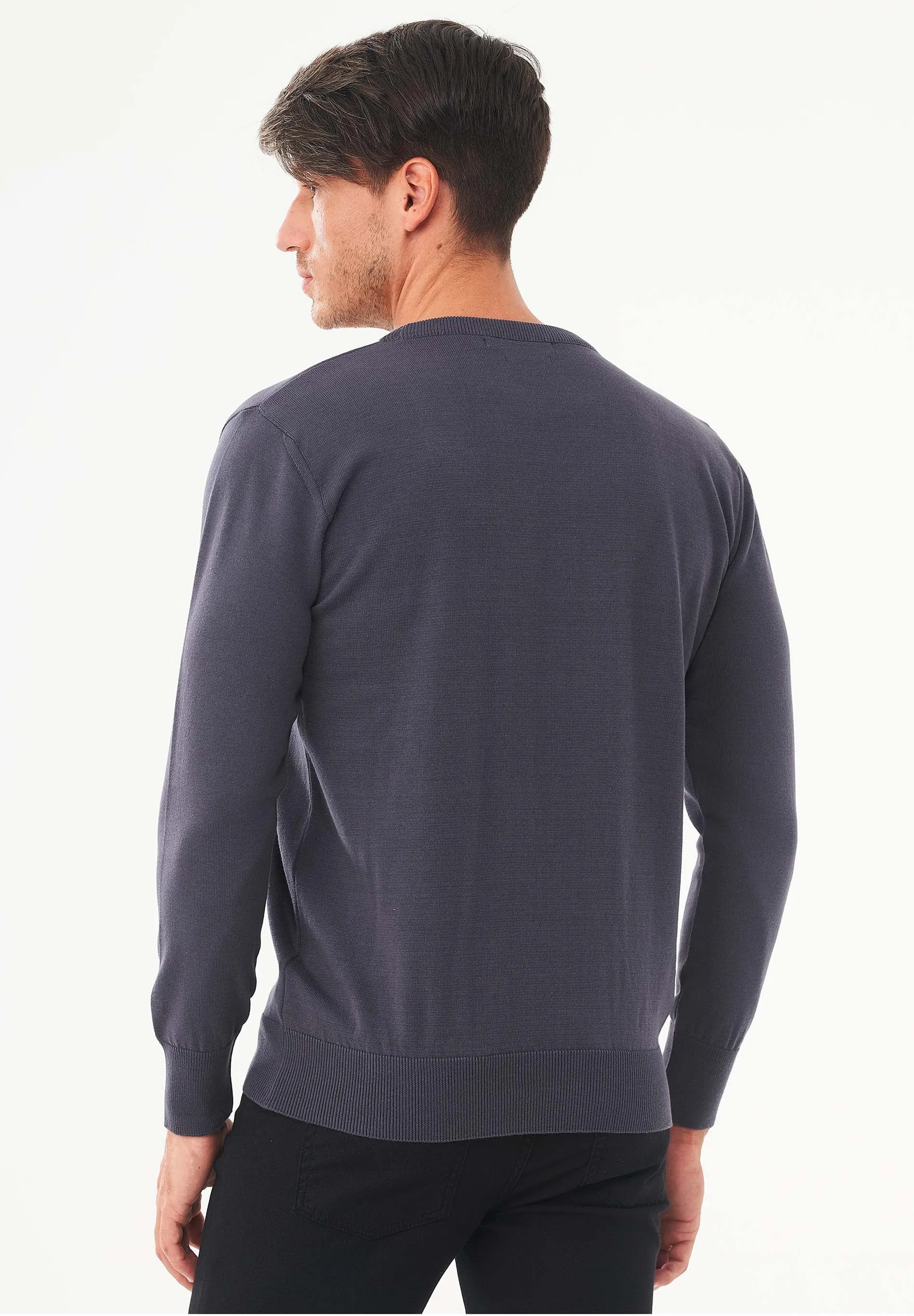 Men's Round Neck Organic Cotton Sweater Asphalt sold by Ivalo.com product image thumbnail 2