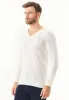 Men's V-Neck Organic Cotton Sweater Off White sold by Ivalo.com