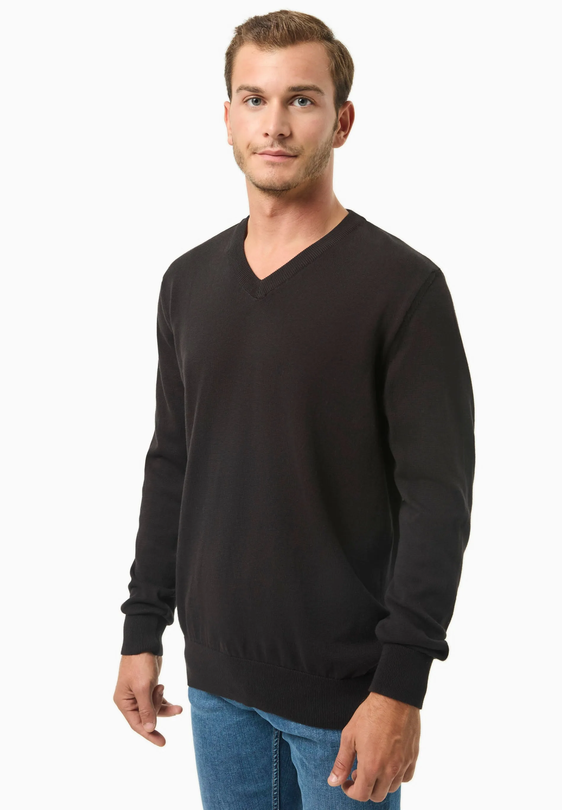 Men's V-Neck Organic Cotton Sweater Black sold by Ivalo.com product image thumbnail 4
