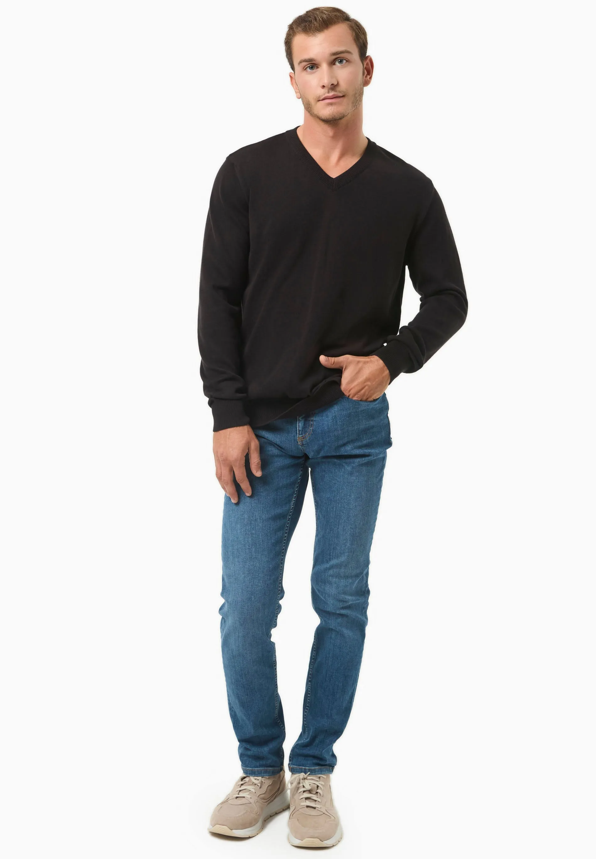 Men's V-Neck Organic Cotton Sweater Black sold by Ivalo.com product image thumbnail 3