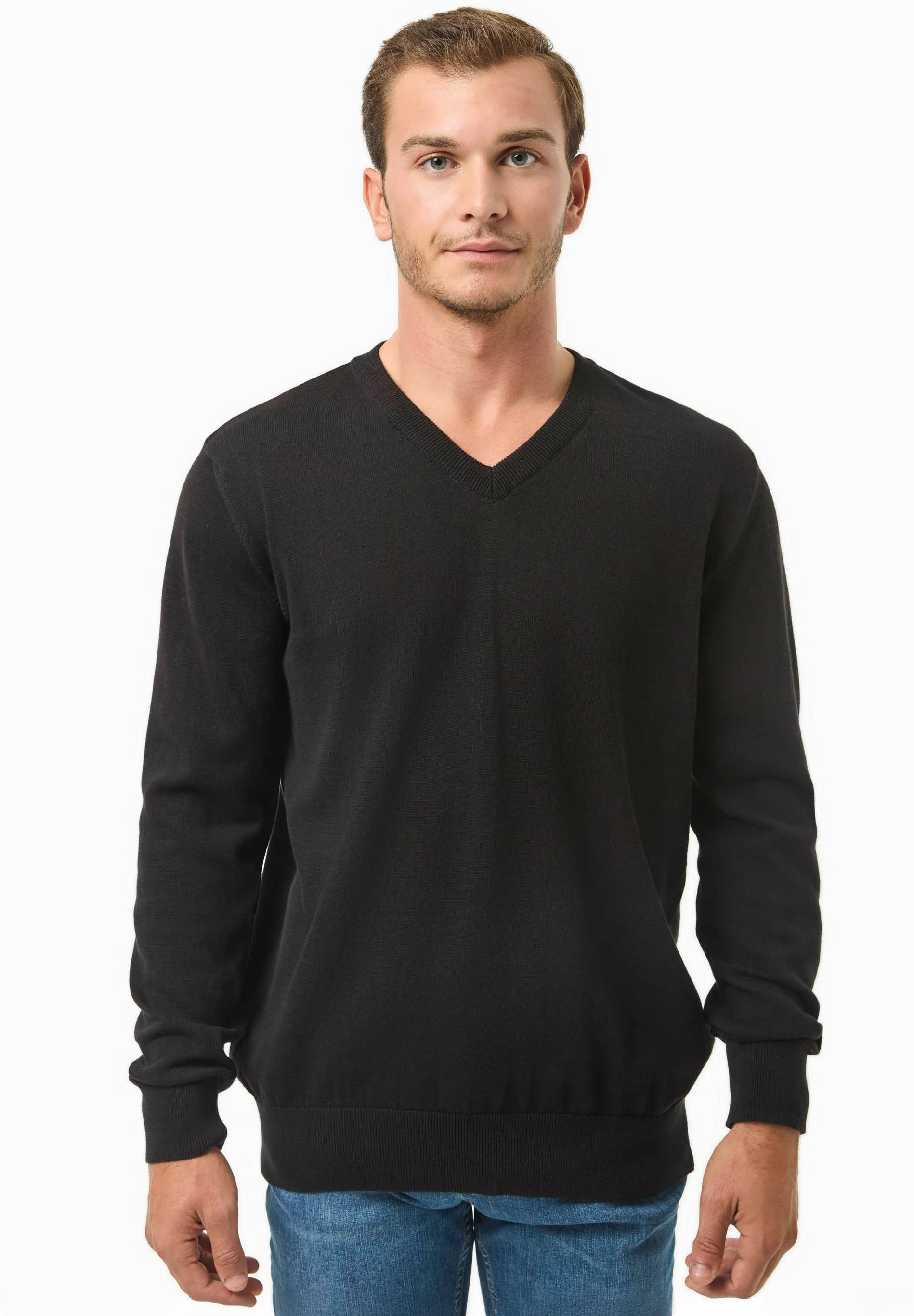 Men's V-Neck Organic Cotton Sweater Black sold by Ivalo.com