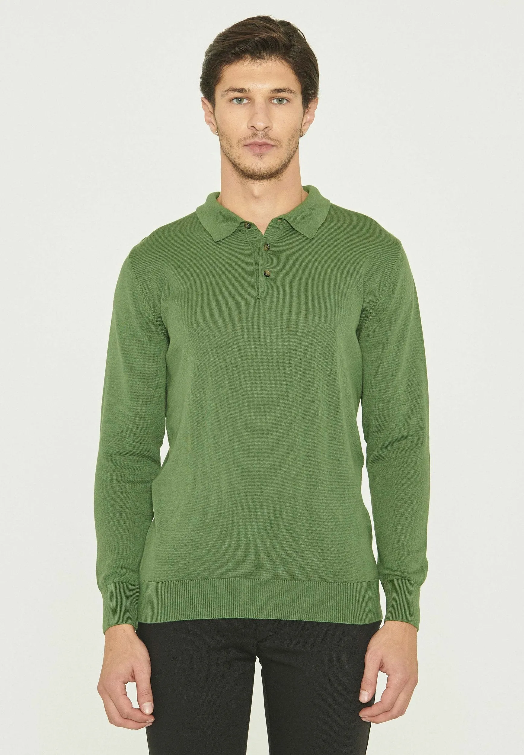 Men's Polo Collar Knit Sweater Green sold by Ivalo.com