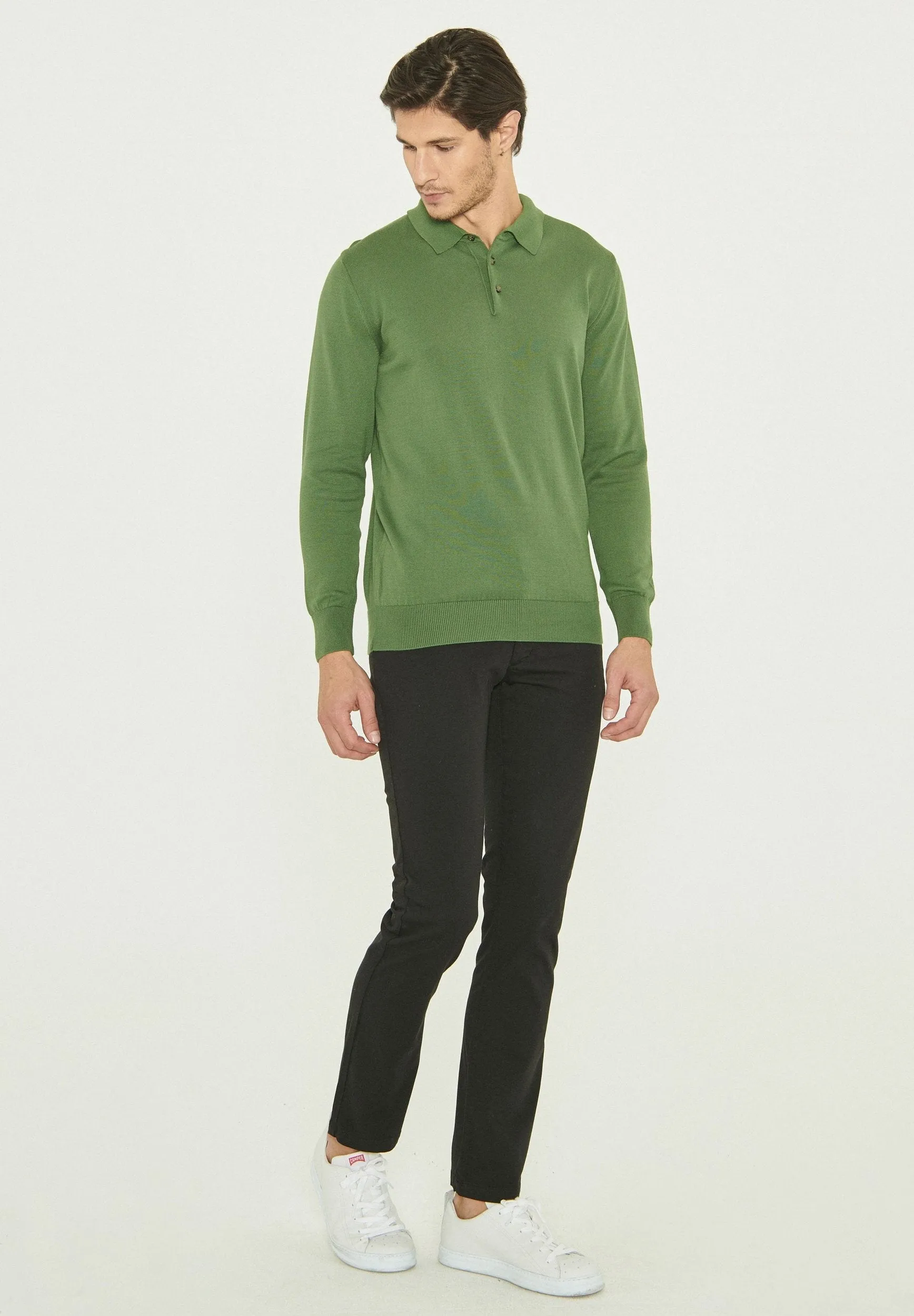 Men's Polo Collar Knit Sweater Green sold by Ivalo.com product image thumbnail 3
