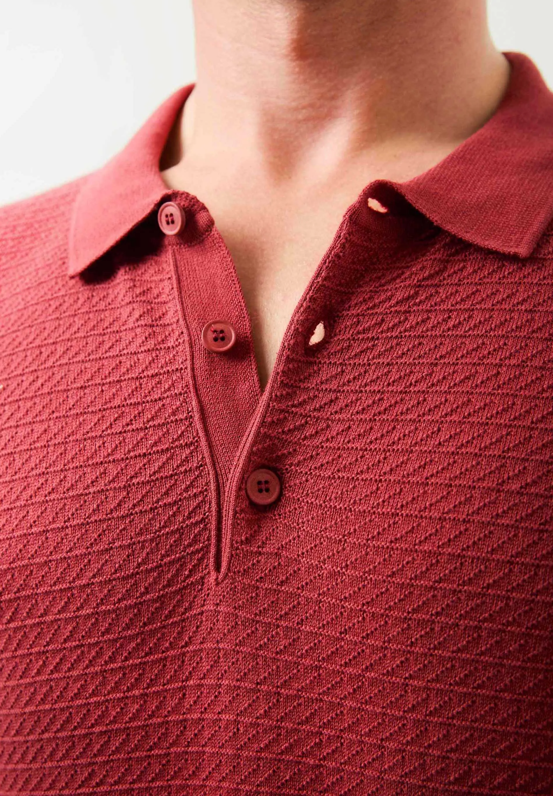 Men's Textured Knit Polo Collar Sweater Merlot sold by Ivalo.com product image thumbnail 5