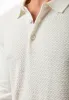 Men's Textured Knit Polo Collar Sweater Off White sold by Ivalo.com