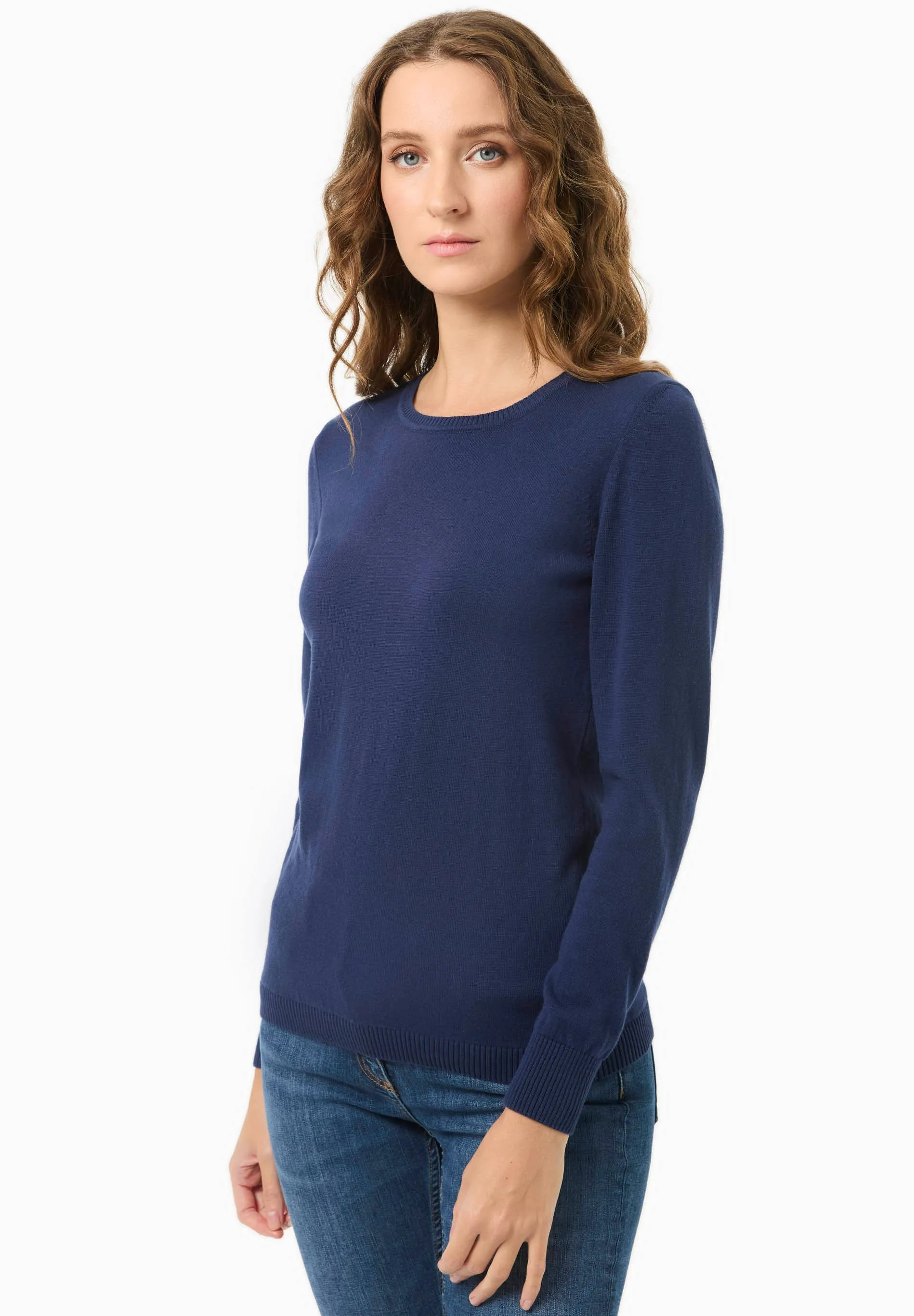Women's Round Neck Organic Cotton Knit Navy sold by Ivalo.com product image thumbnail 4