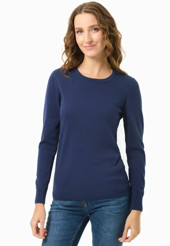 Women's Round Neck Organic Cotton Knit Navy sold by Ivalo.com