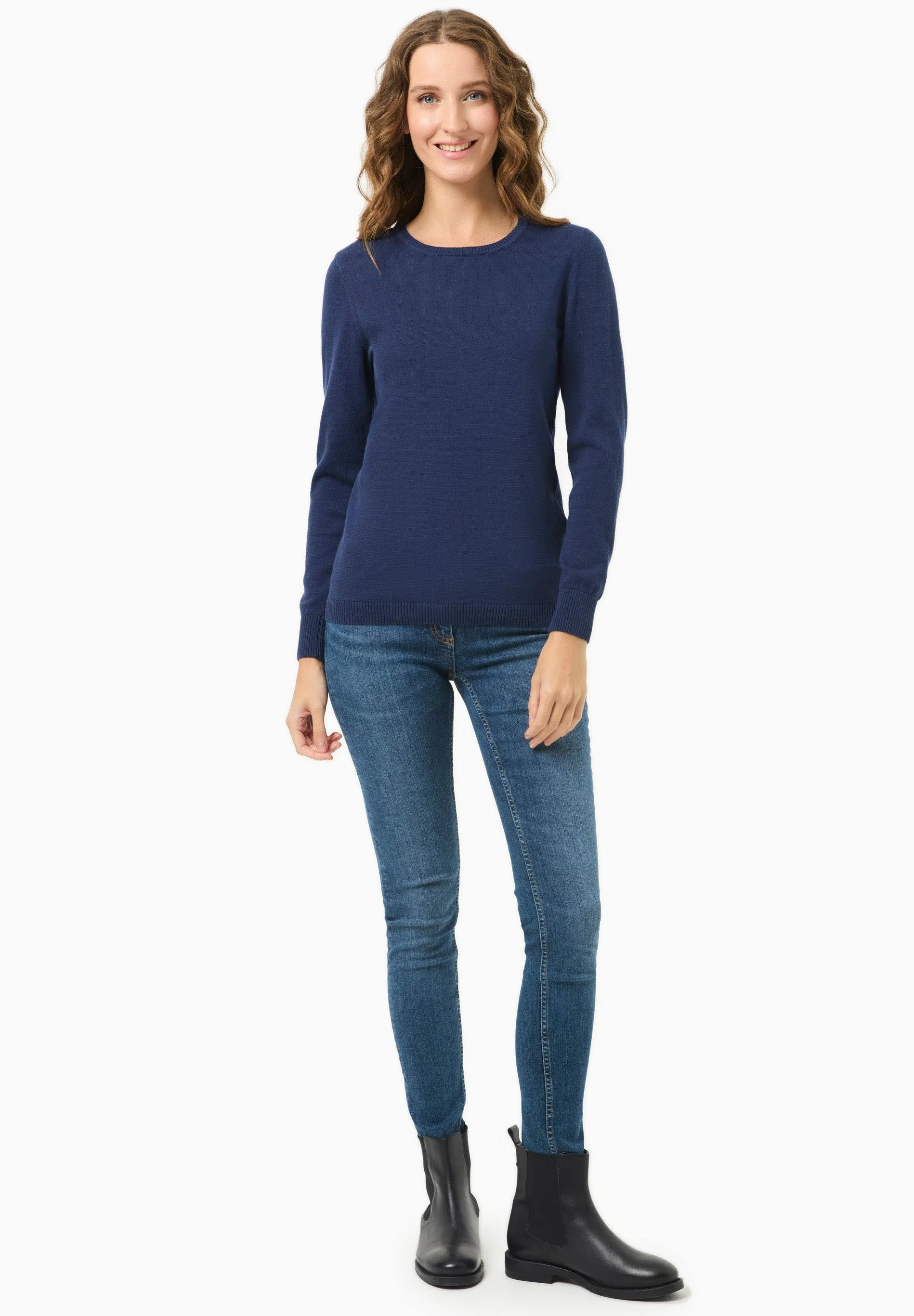 Women's Round Neck Organic Cotton Knit Navy sold by Ivalo.com product image thumbnail 3