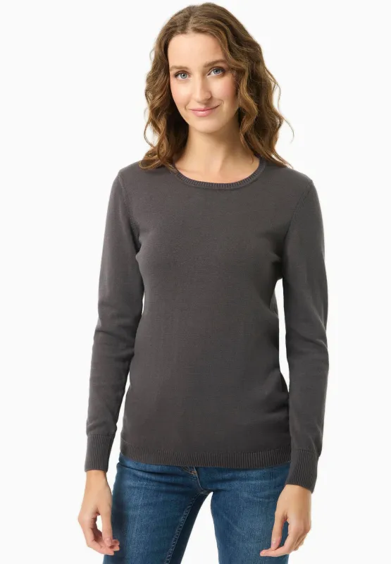 Women's Round Neck Organic Cotton Knit Asphalt sold by Ivalo.com
