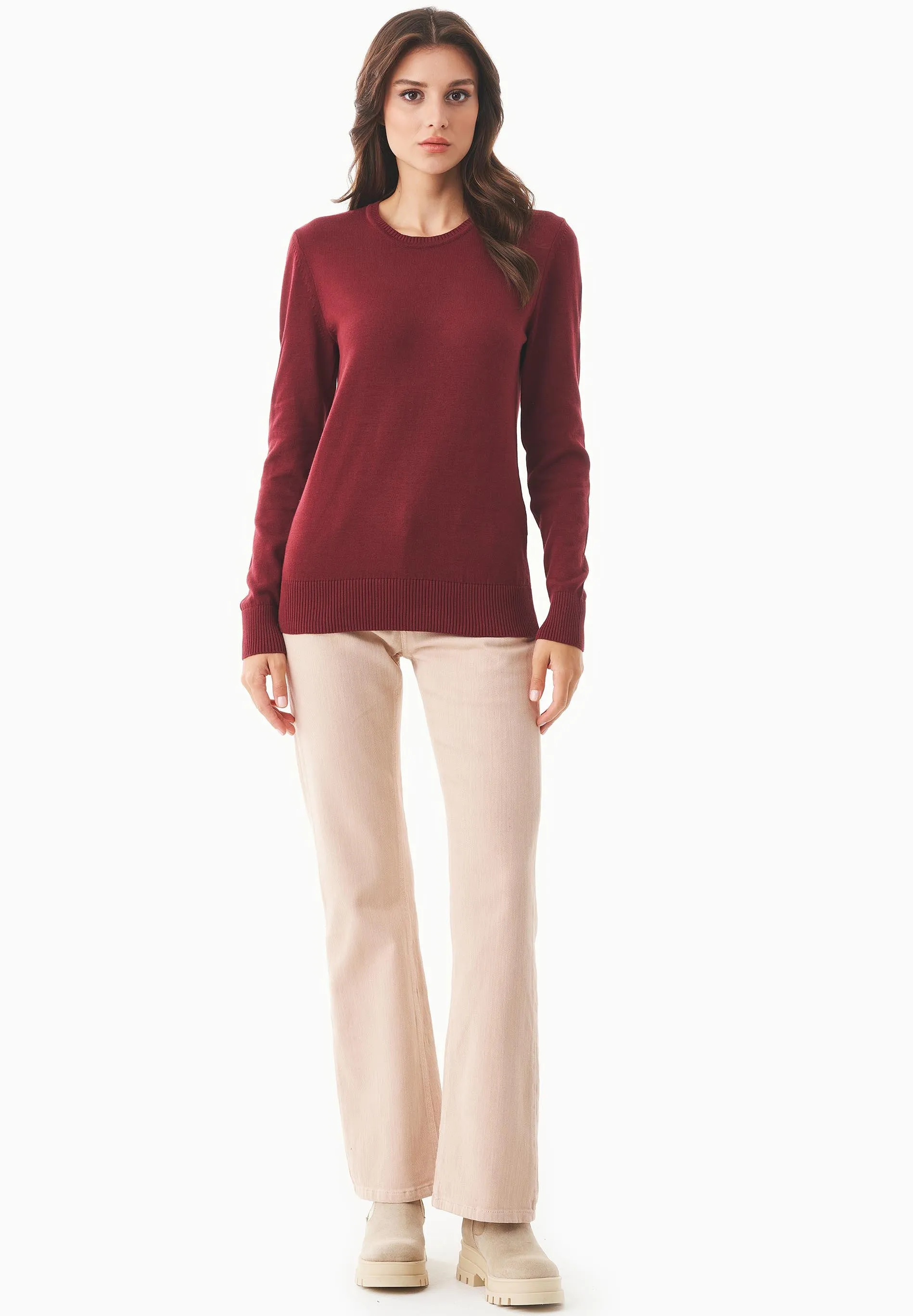 Women's Round Neck Organic Cotton Knit Syrah Red sold by Ivalo.com product image thumbnail 3
