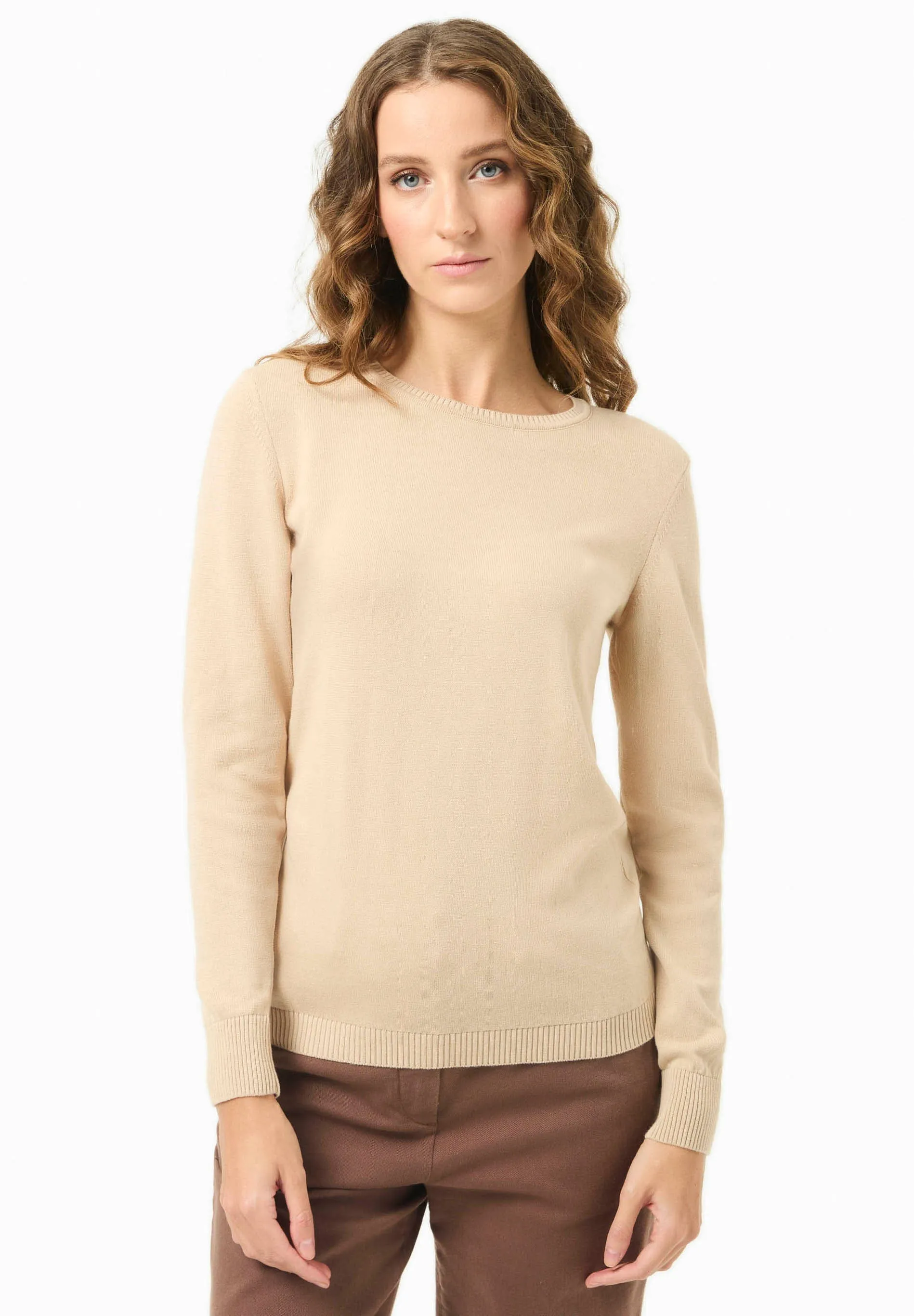 Women's Round Neck Organic Cotton Knit Beige sold by Ivalo.com