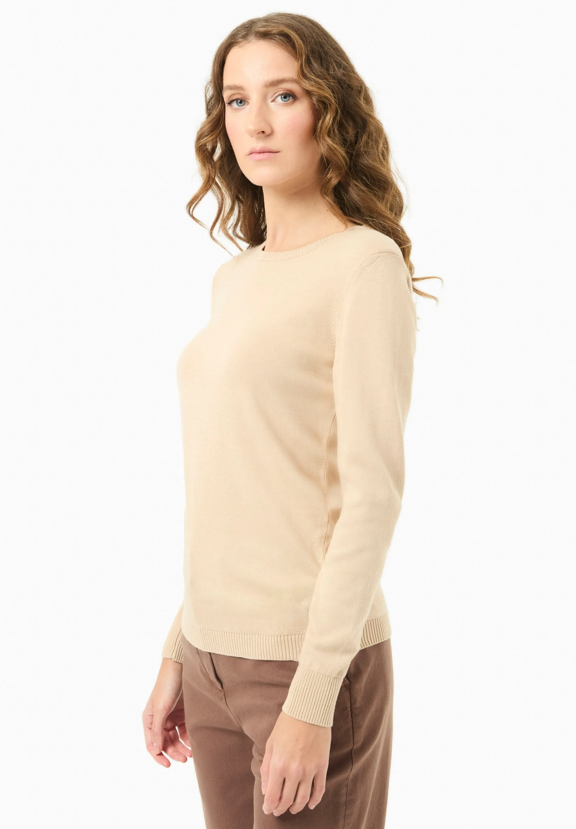 Women's Round Neck Organic Cotton Knit Beige sold by Ivalo.com product image thumbnail 4