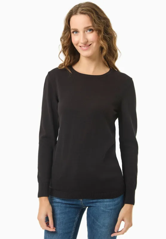Women's Round Neck Organic Cotton Knit Black sold by Ivalo.com