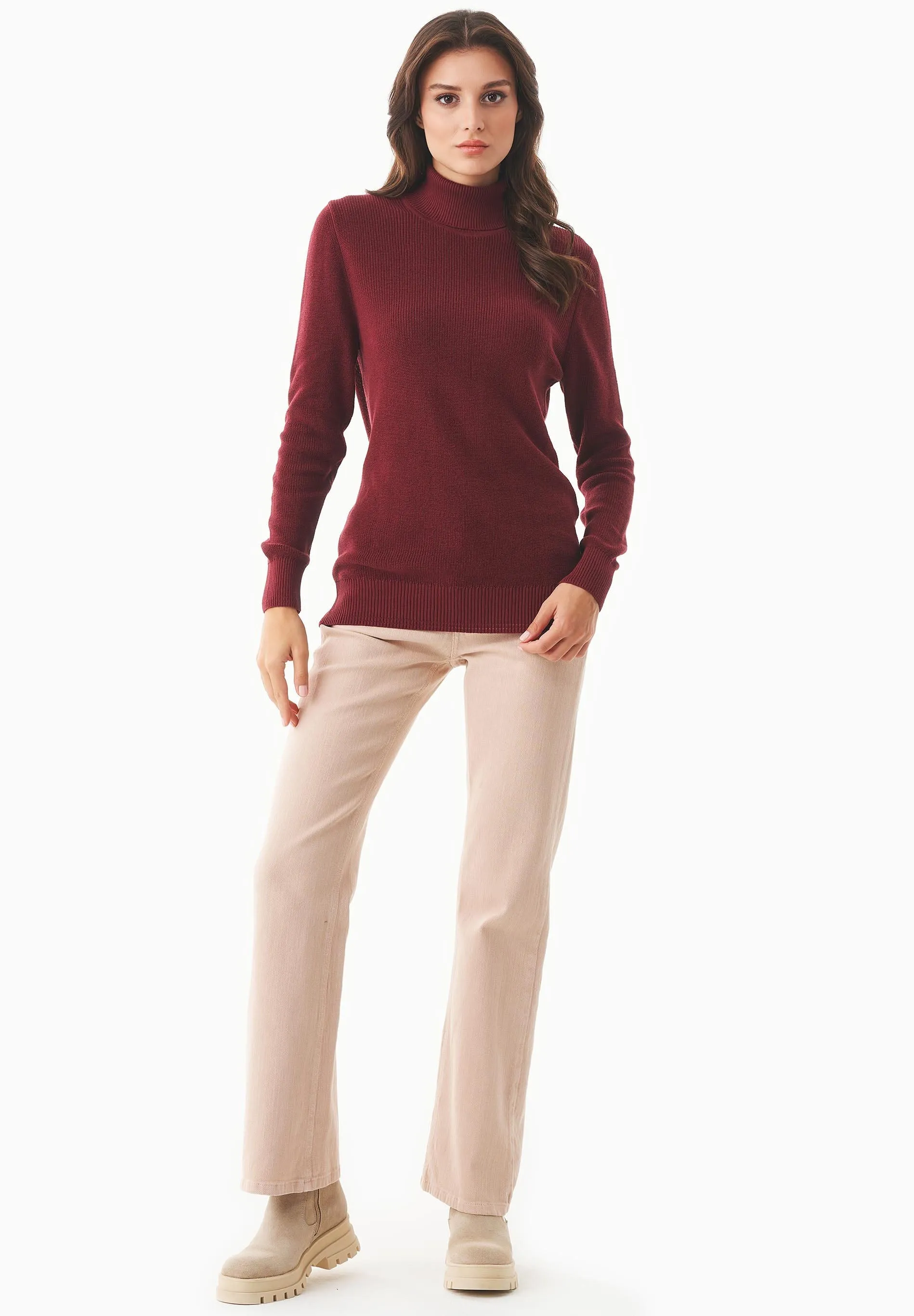 Women's Organic Cotton Turtleneck Knit Syrah Red sold by Ivalo.com product image thumbnail 3