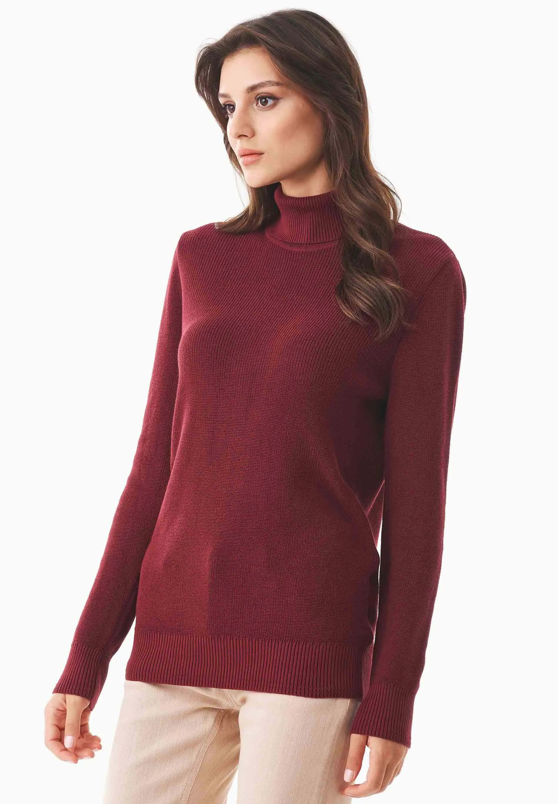 Women's Organic Cotton Turtleneck Knit Syrah Red sold by Ivalo.com product image thumbnail 5