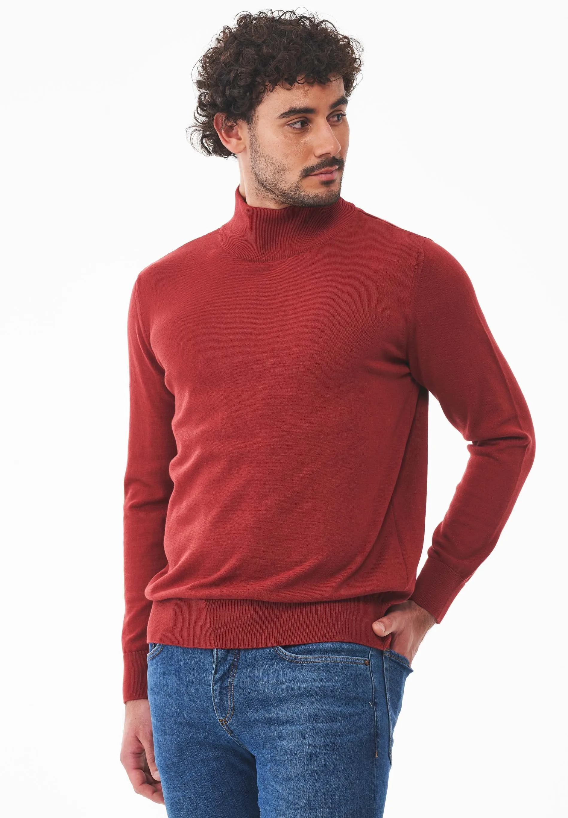 Men's Organic Cotton Turtleneck Sweater Merlot sold by Ivalo.com product image thumbnail 5