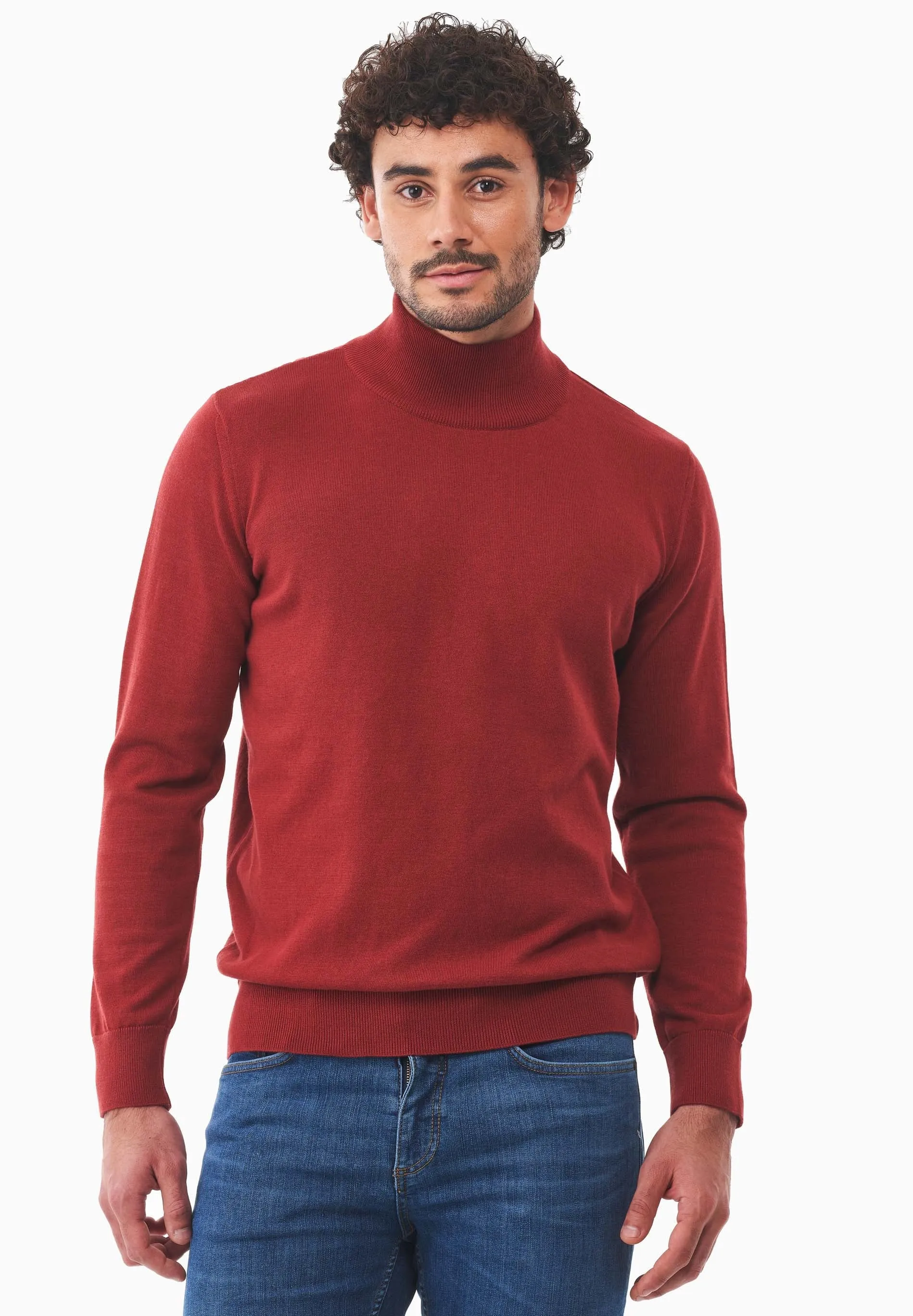 Men's Organic Cotton Turtleneck Sweater Merlot sold by Ivalo.com