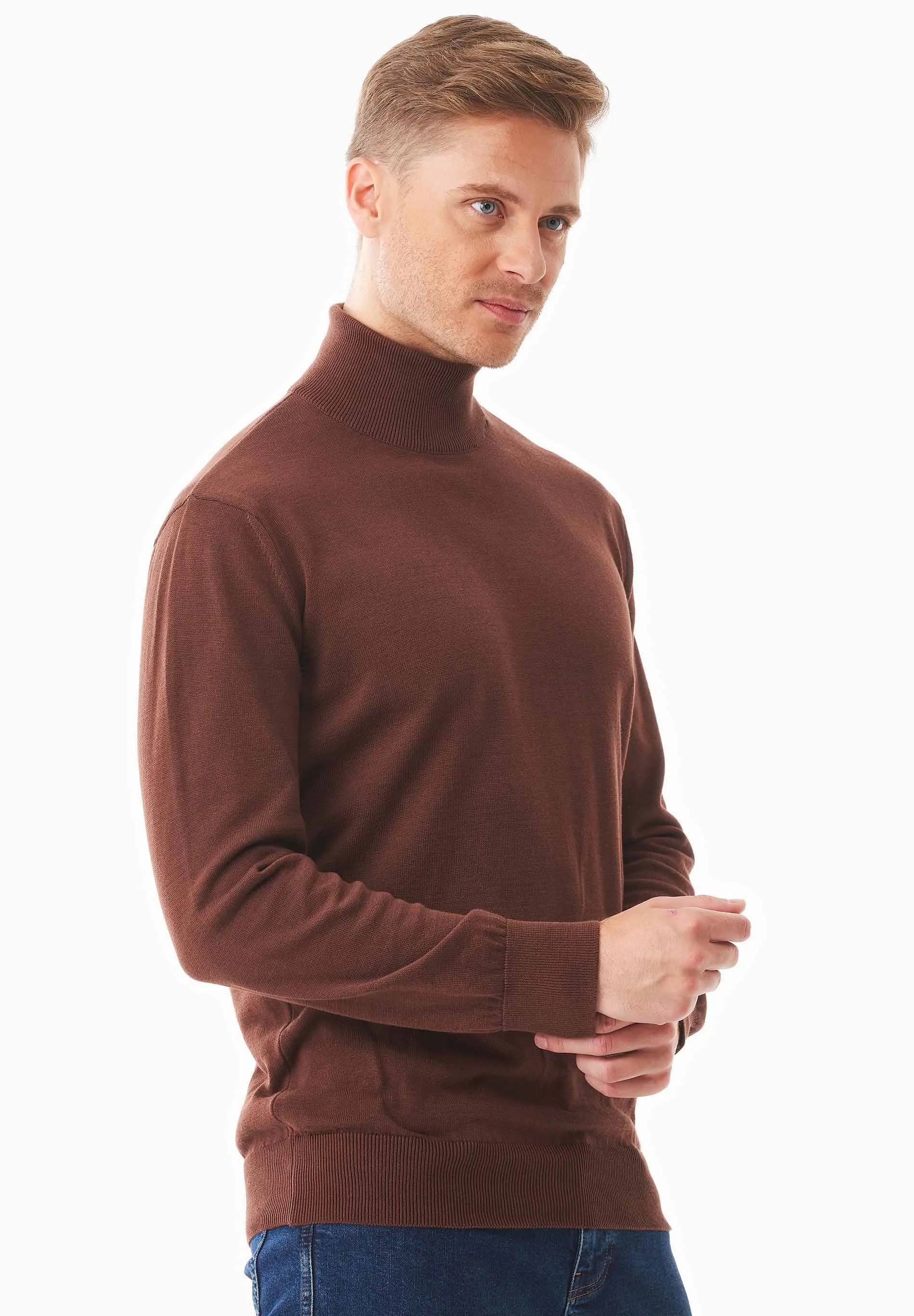 Men's Organic Cotton Turtleneck Sweater Radical Brown sold by Ivalo.com product image thumbnail 4